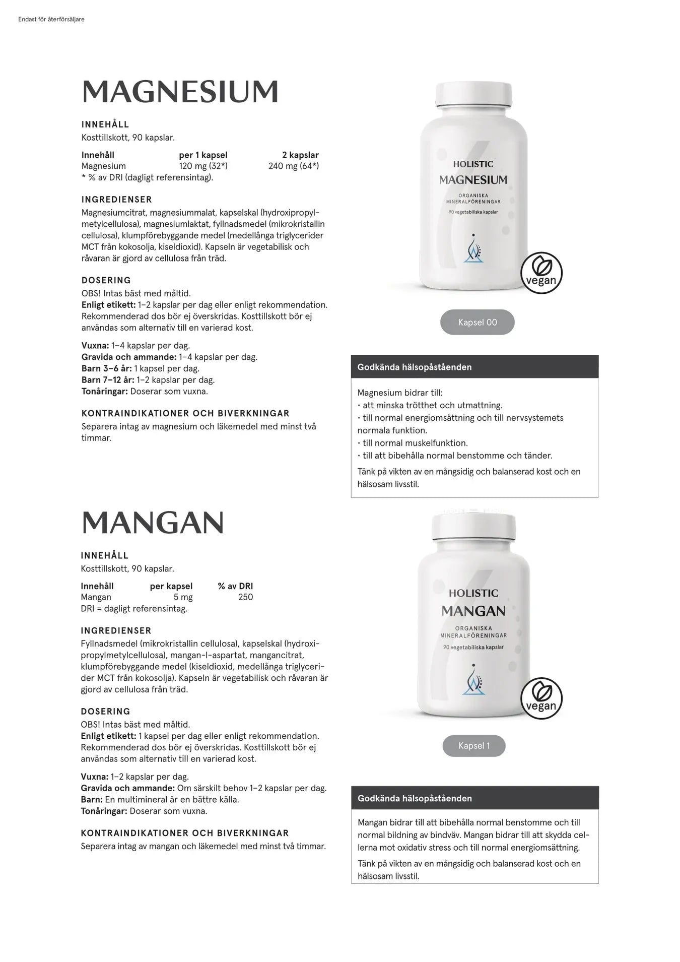 Holistisk magnesium 120 mg, 90 kapsler