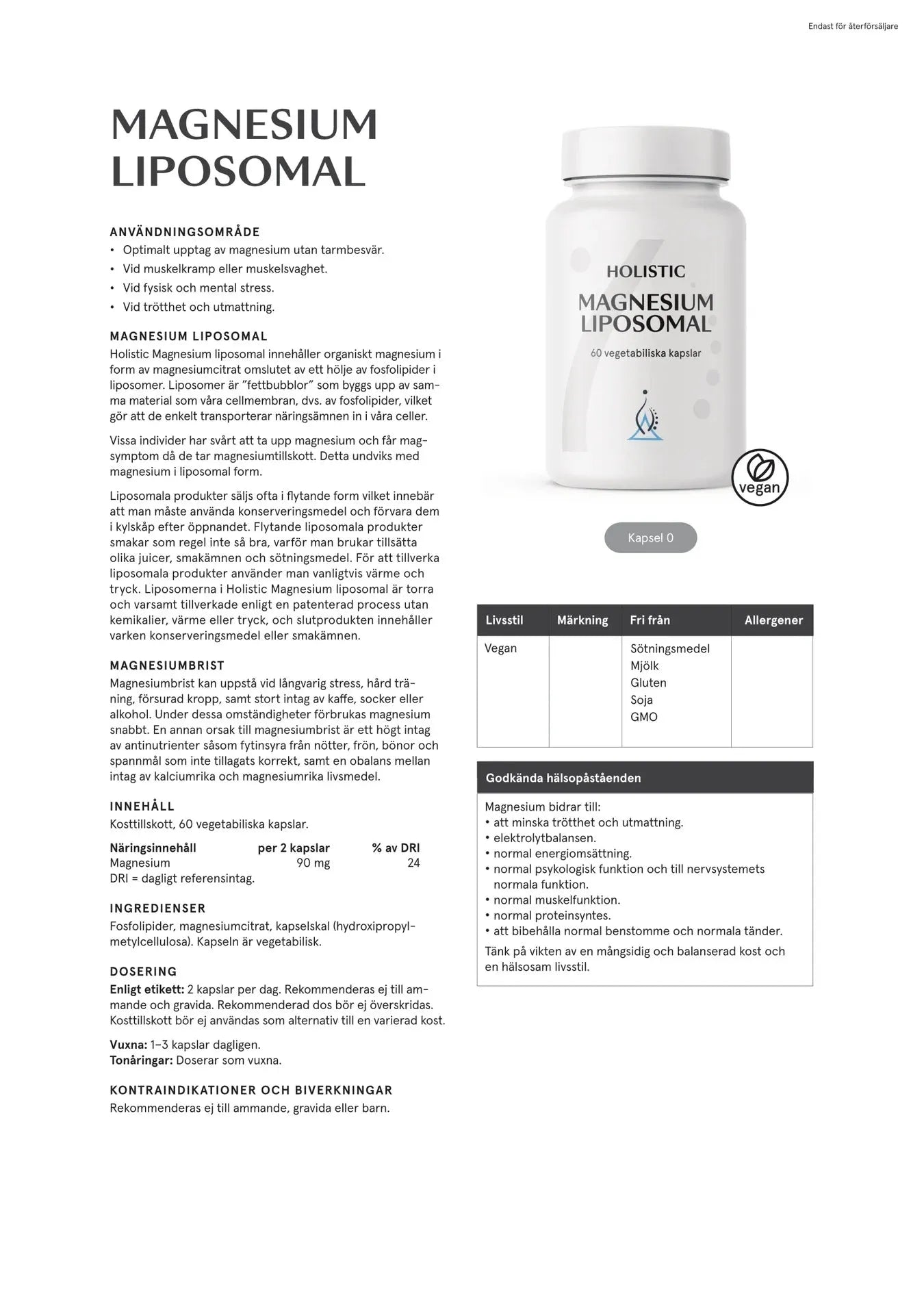 Holistisk Magnesium liposomal 60 kapsler