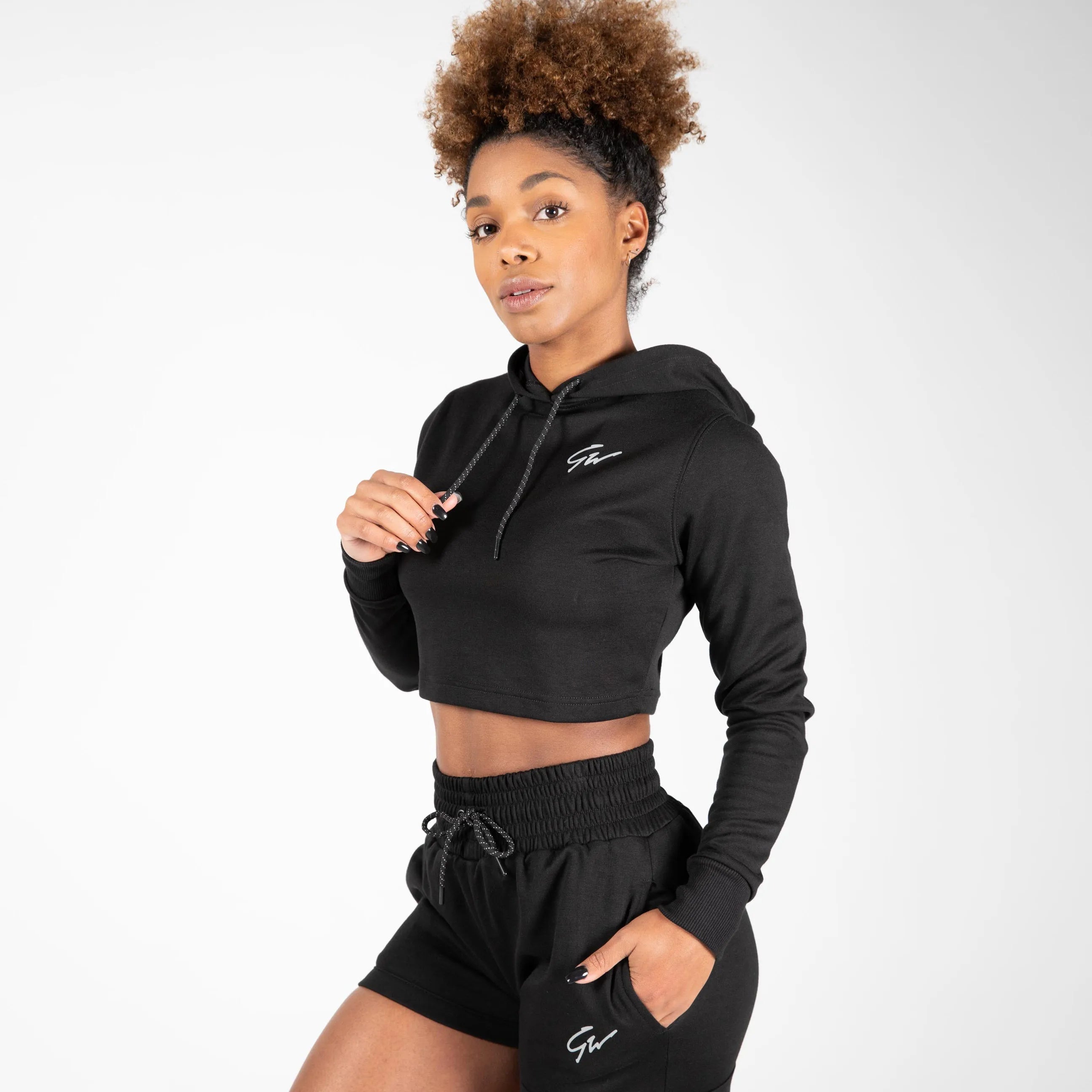 Gorilla Wear Pixley Crop Top Hættetrøje, sort
