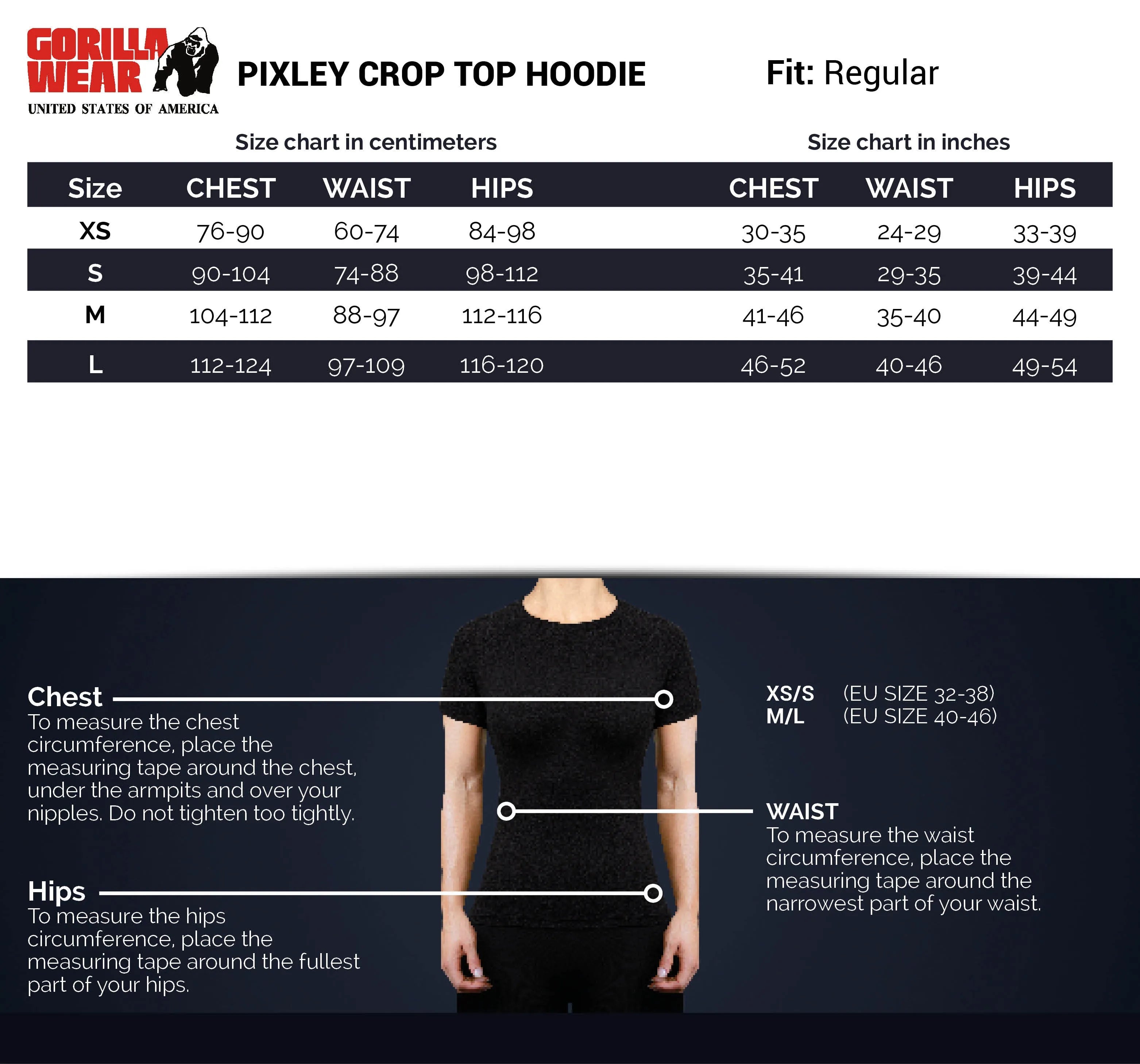 Gorilla Wear Pixley Crop Top Hættetrøje, sort