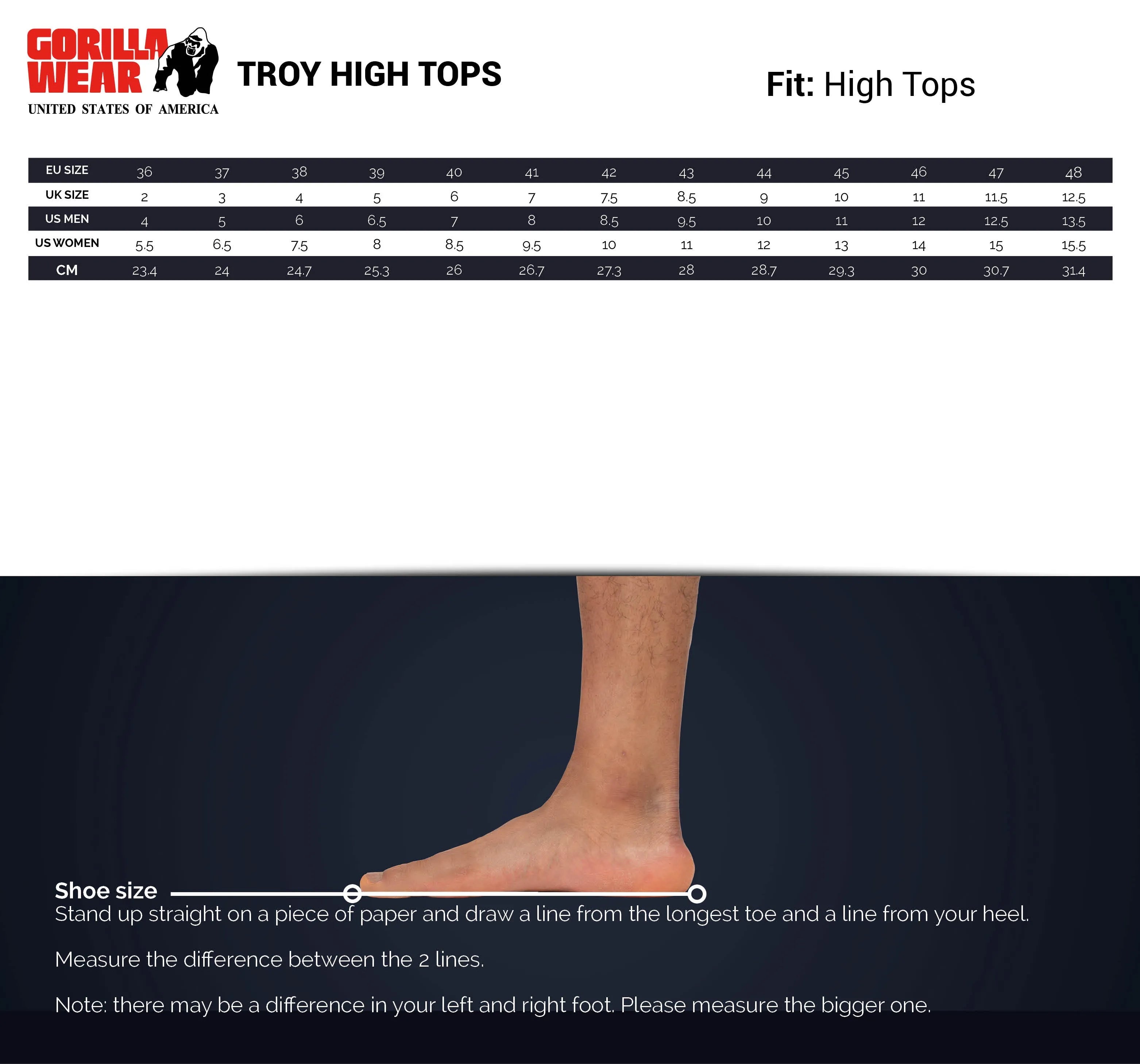 Gorilla Wear Troy High Tops, hvid