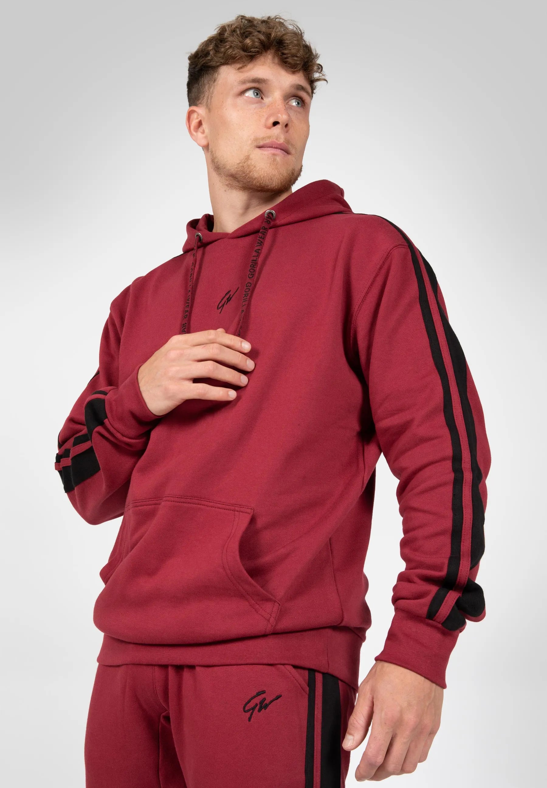 Gorilla Wear Banks Oversized Hoodie, burgundy red/black