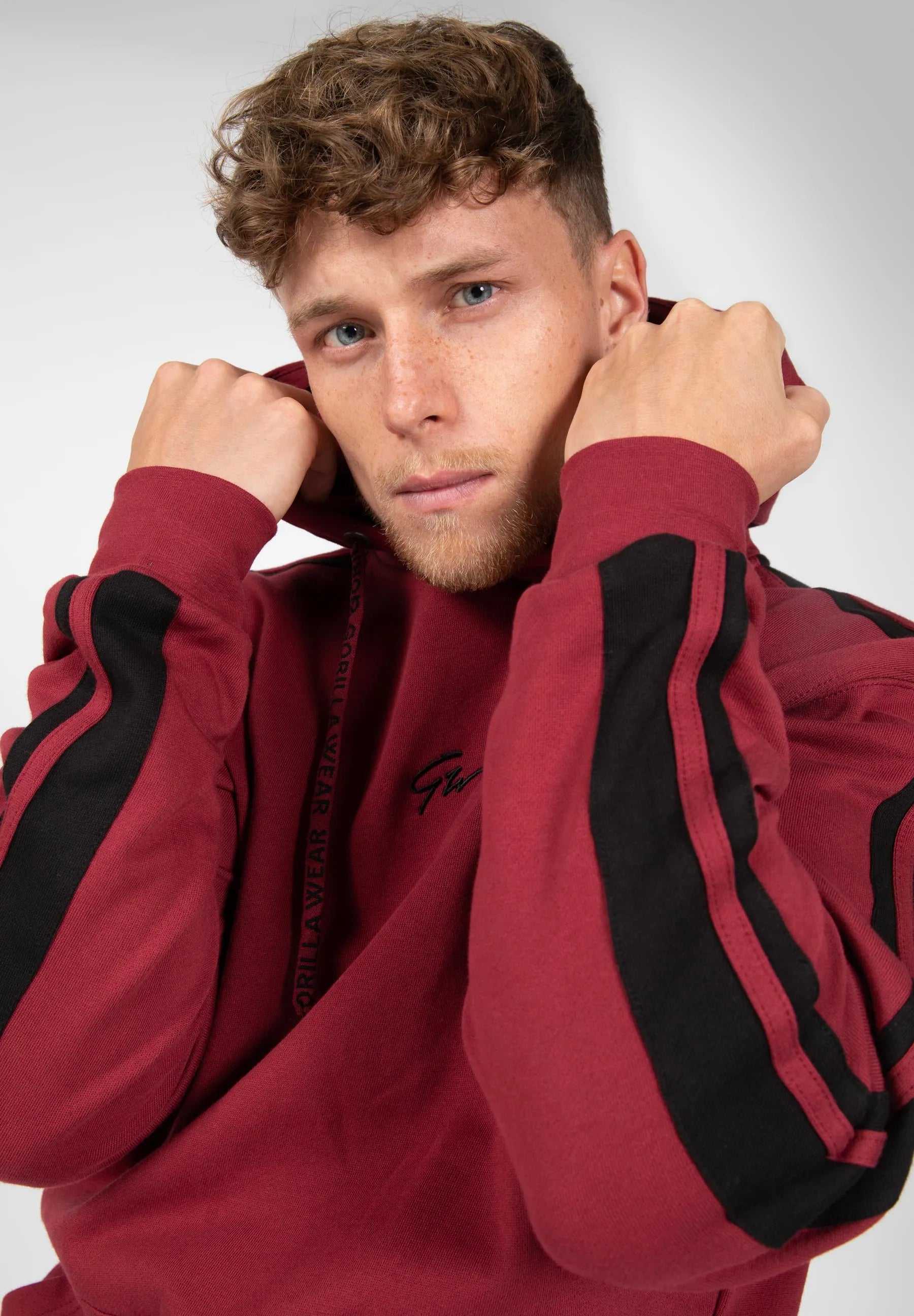 Gorilla Wear Banks Oversized Hoodie, burgundy red/black