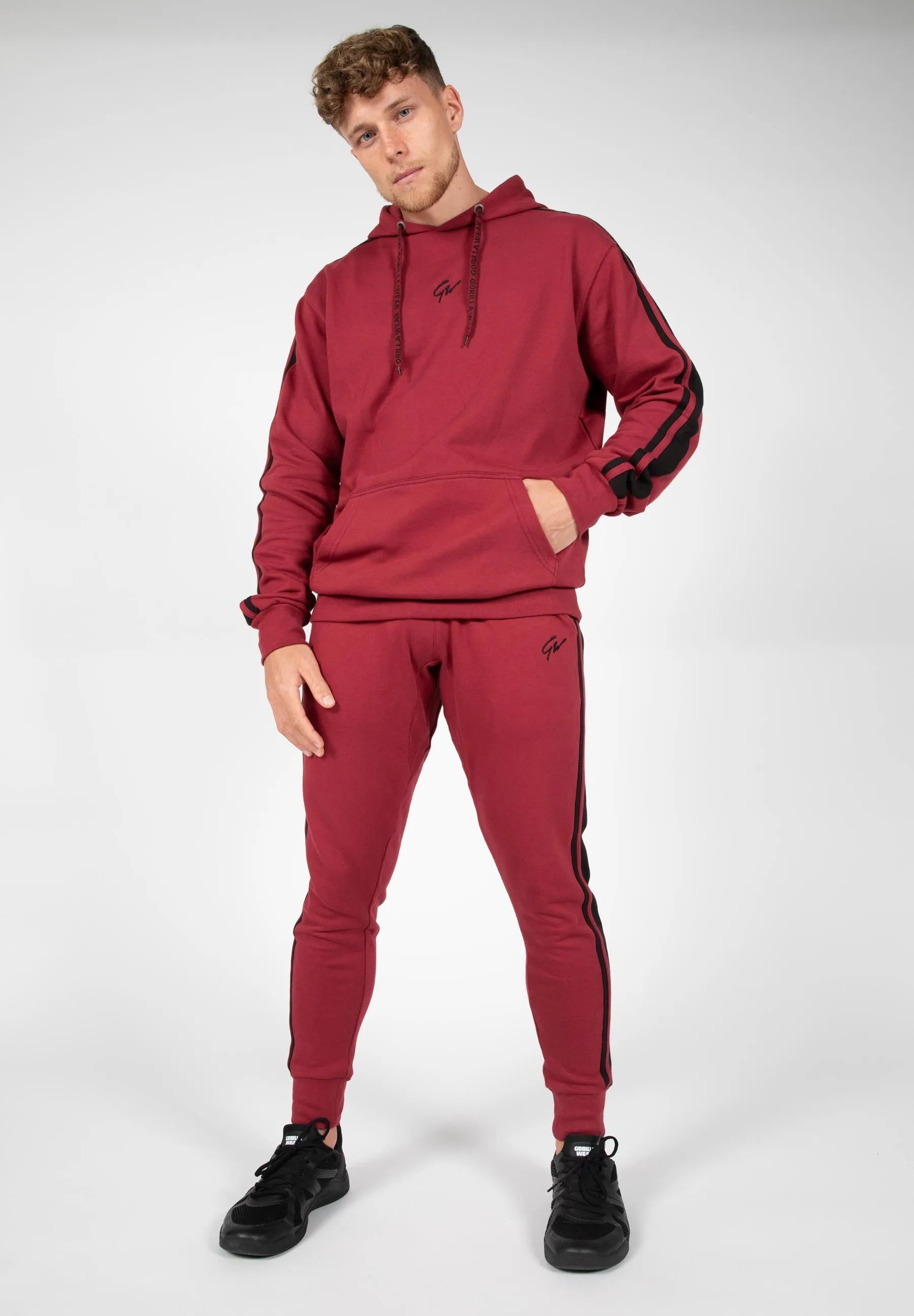 Gorilla Wear Banks Oversized Hoodie, burgundy red/black
