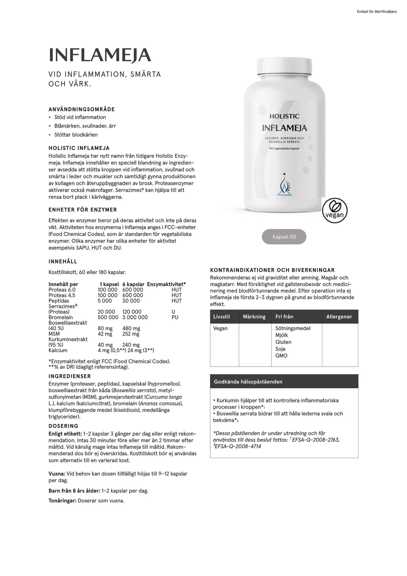 Holistisk Inflameja, 60 kapsler
