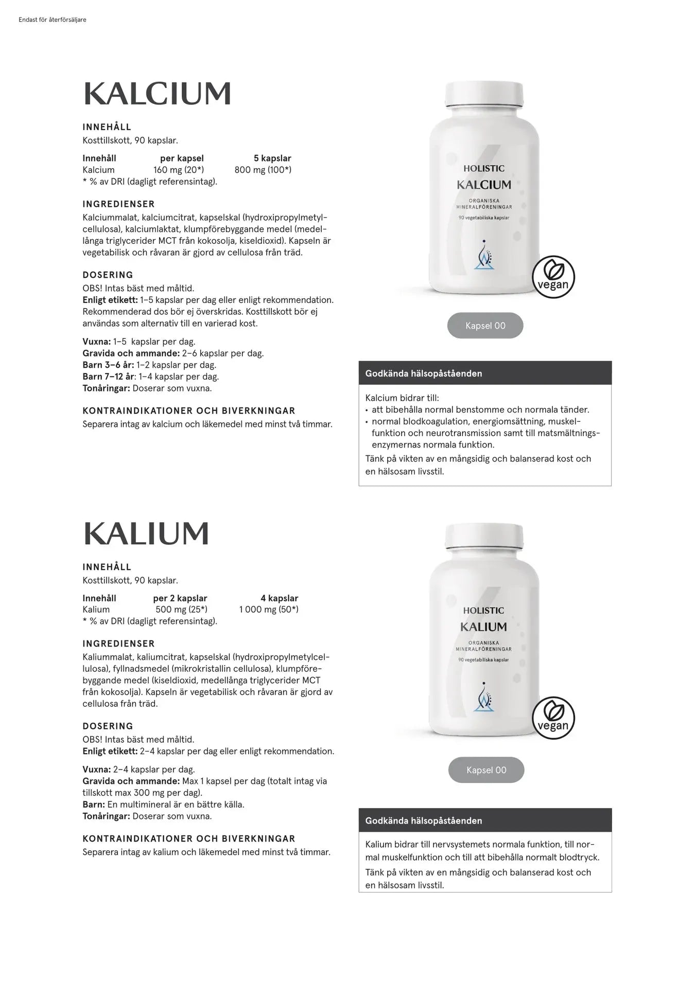Holistisk calcium 160 mg, 90 kapsler