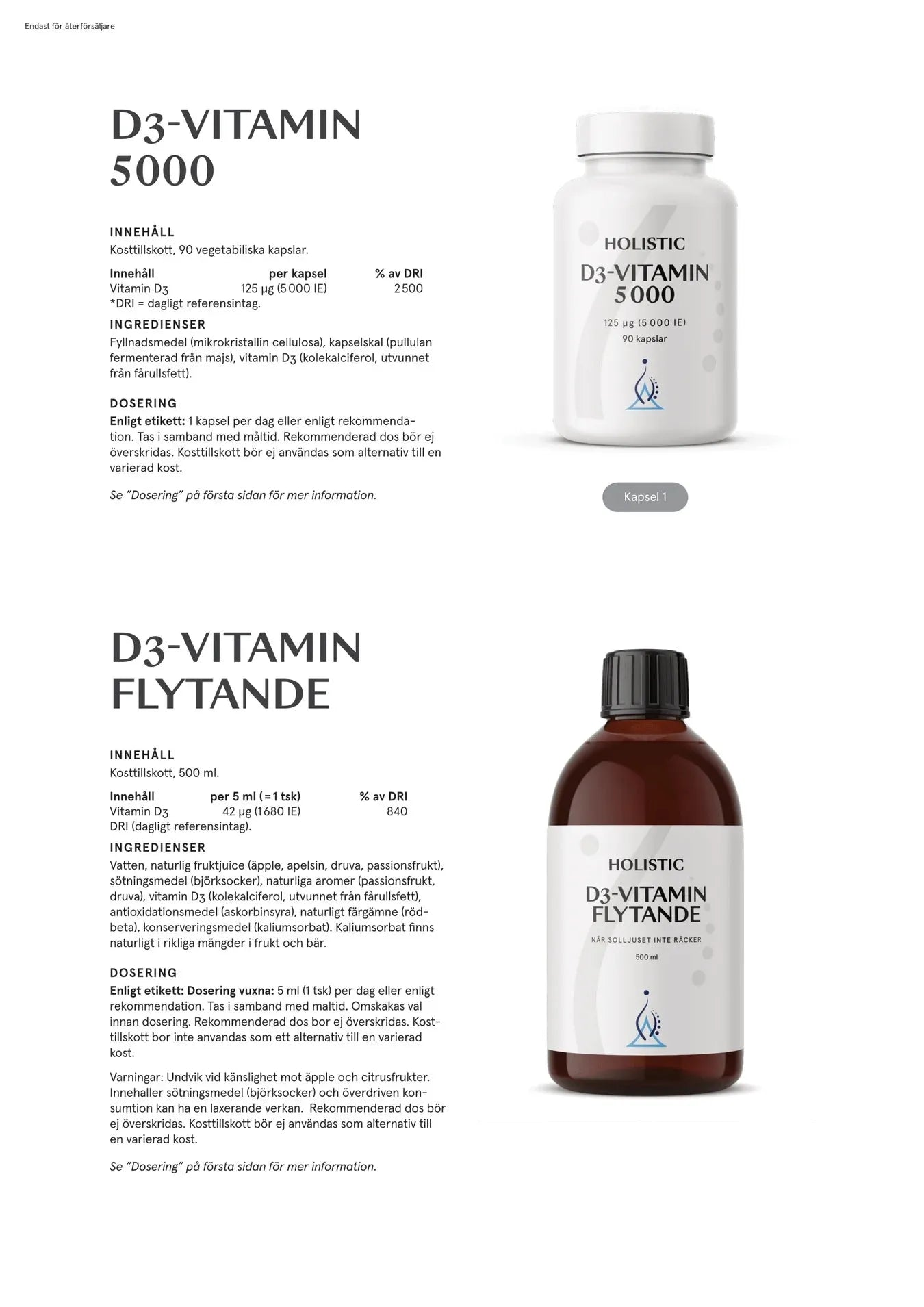 Holistic D3-vitamin flytande, 500 ml