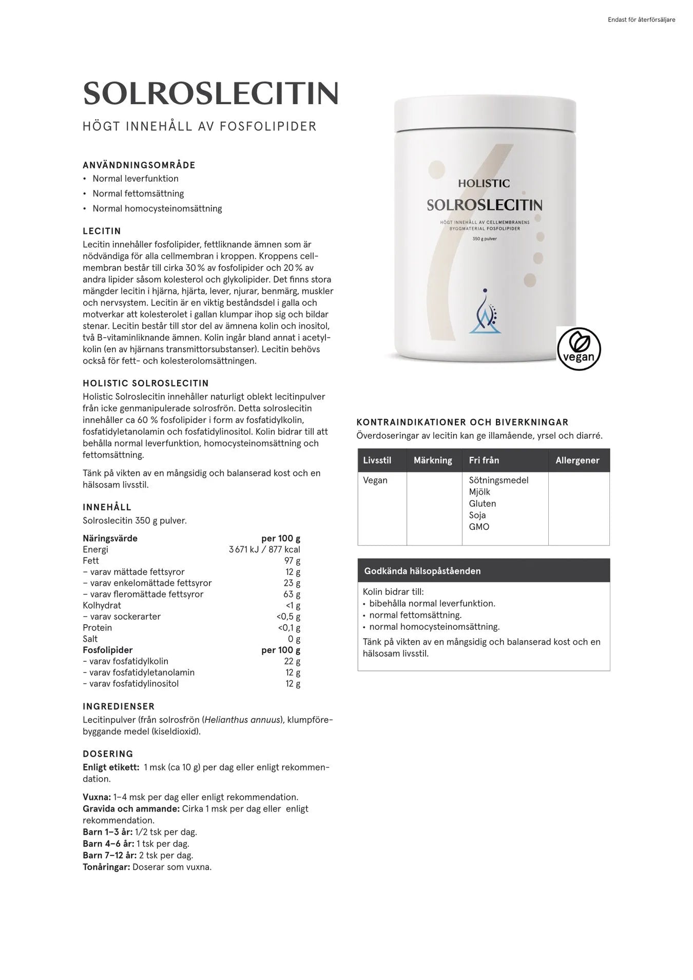 Holistic Solroslecitin, 350 g