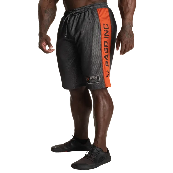 Gasp No1 mesh shorts/træningsshorts, Sort/Flammegrøn