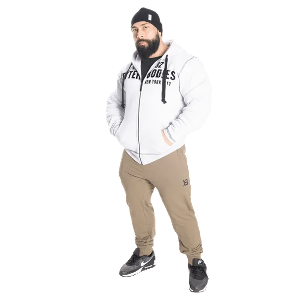 Better Bodies Graphic Zip Hoodie, Light Grey Melange