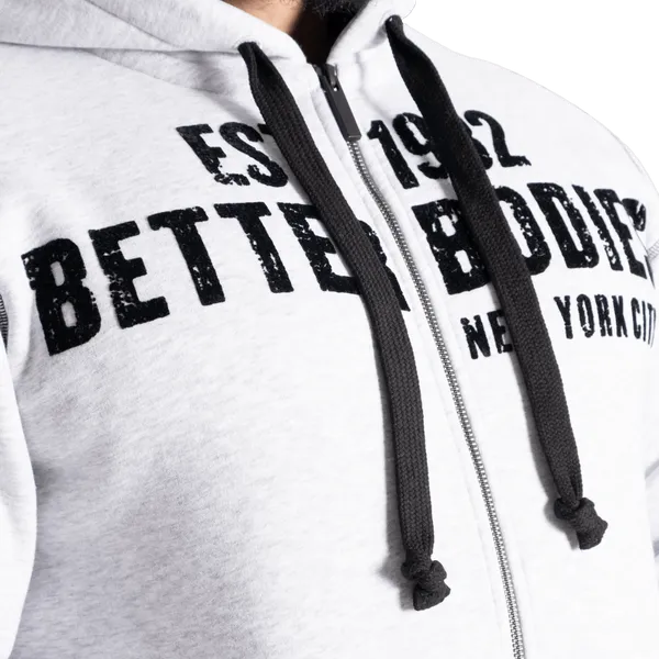 Better Bodies Graphic Zip Hoodie, Light Grey Melange