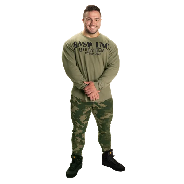 Gasp Thermal gym sweatshirt/træningstrøje, Vasket grøn