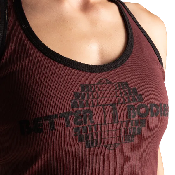 Better Bodies Old school rib T-back tanktop, rødbrun