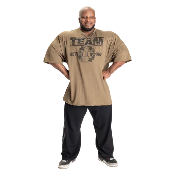 Better Bodies Team Pump Cover Iron T-shirt, Army Green Melange