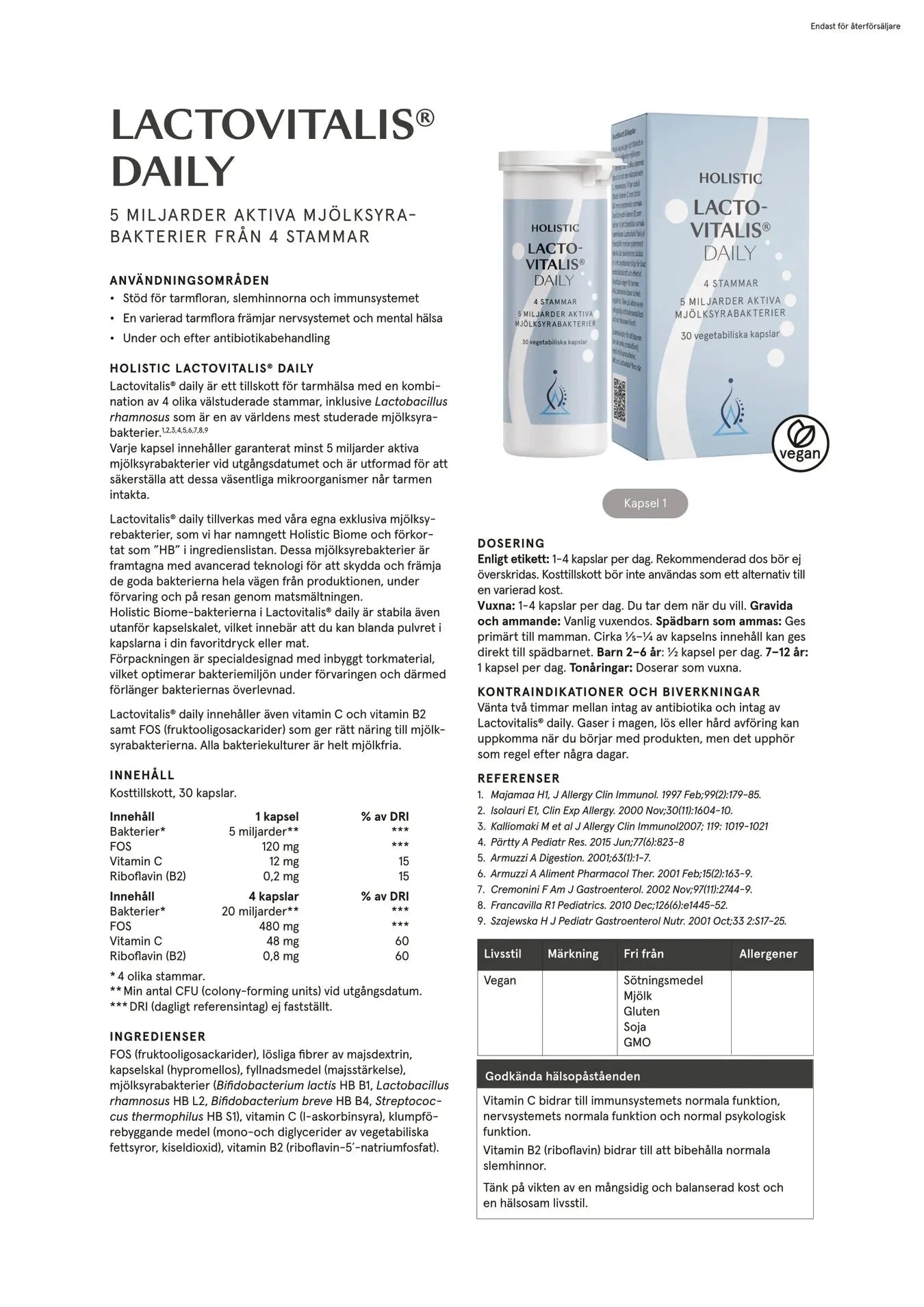 Holistisk Lactovitalis® dagligt, 30 kapsler
