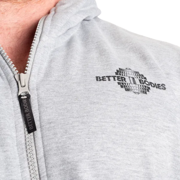 Better Bodies Legacy Standard Zip Hoodie, Light Grey Melange