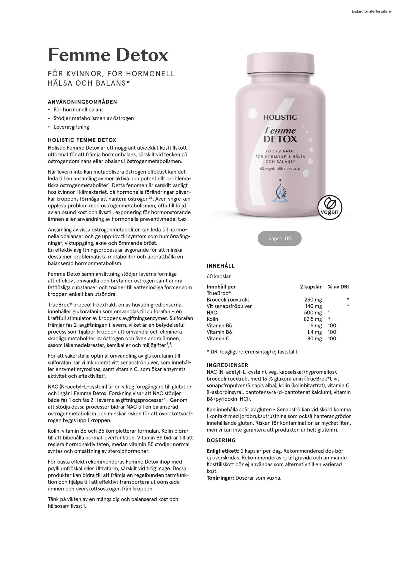 Holistic Femme Detox, 60 kapslar