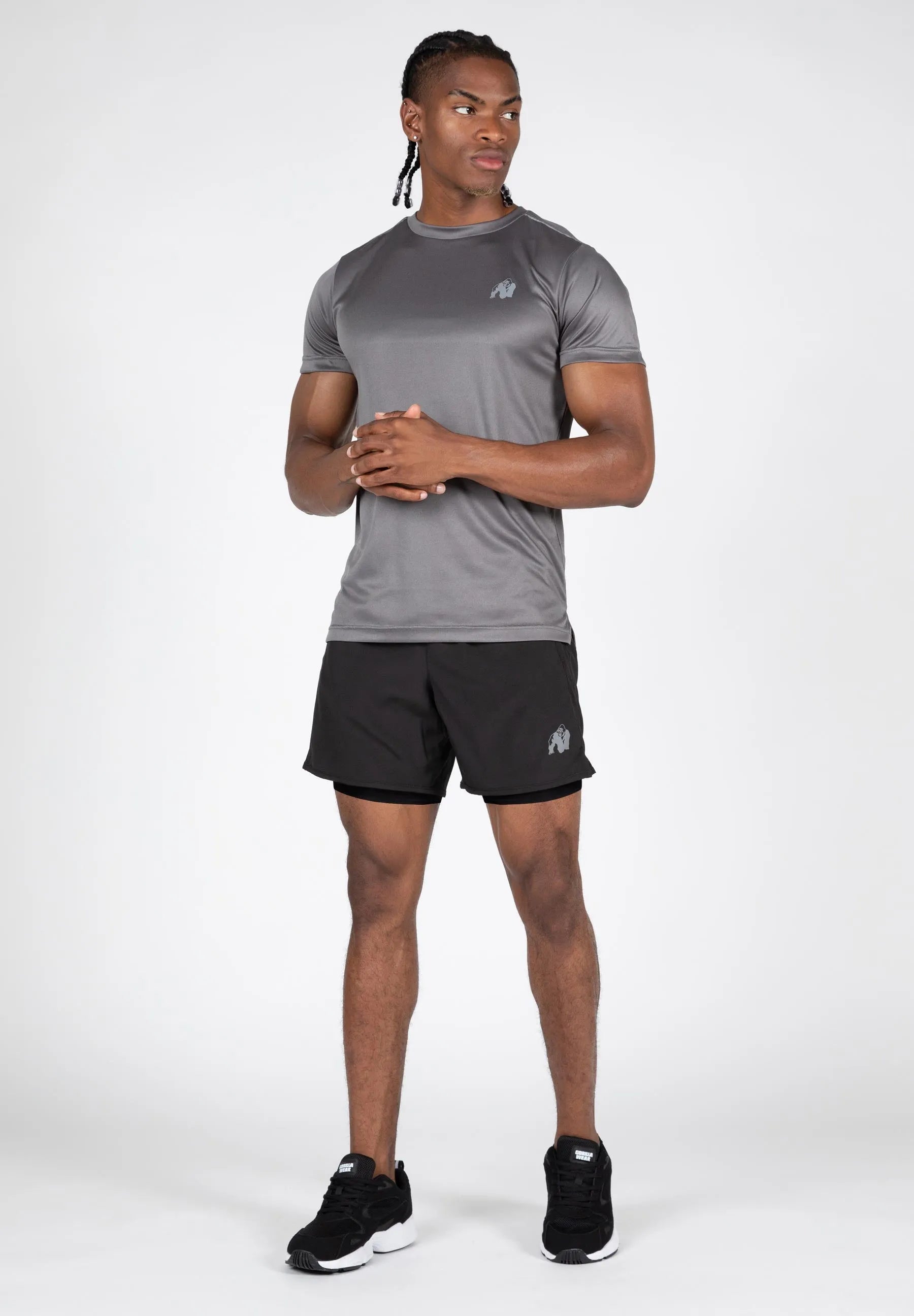 Gorilla Wear Modesto 2-i-1 shorts/træningsshorts, sort