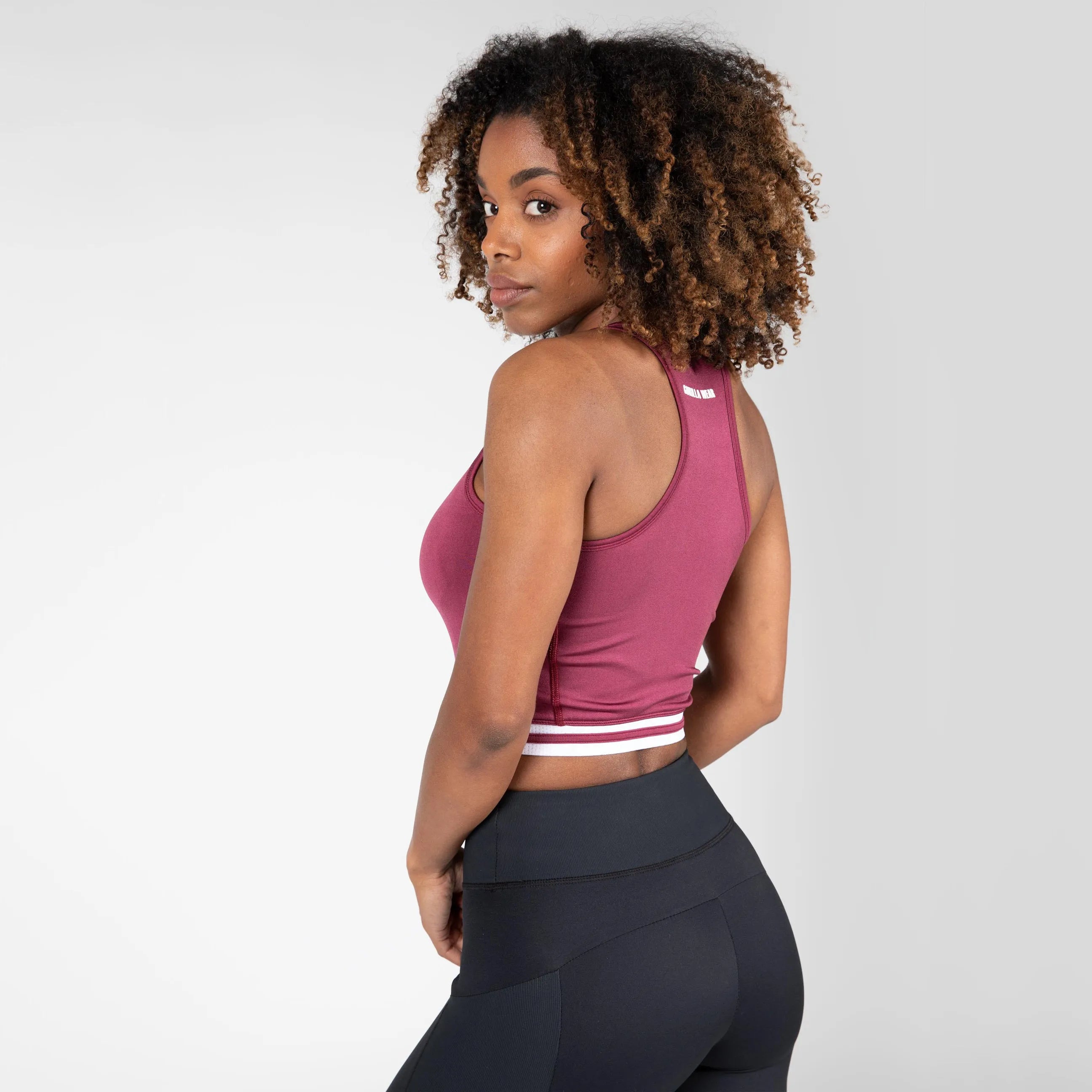 Gorilla wear Mesa Zip Front Crop Top/träningstopp, burgundy red