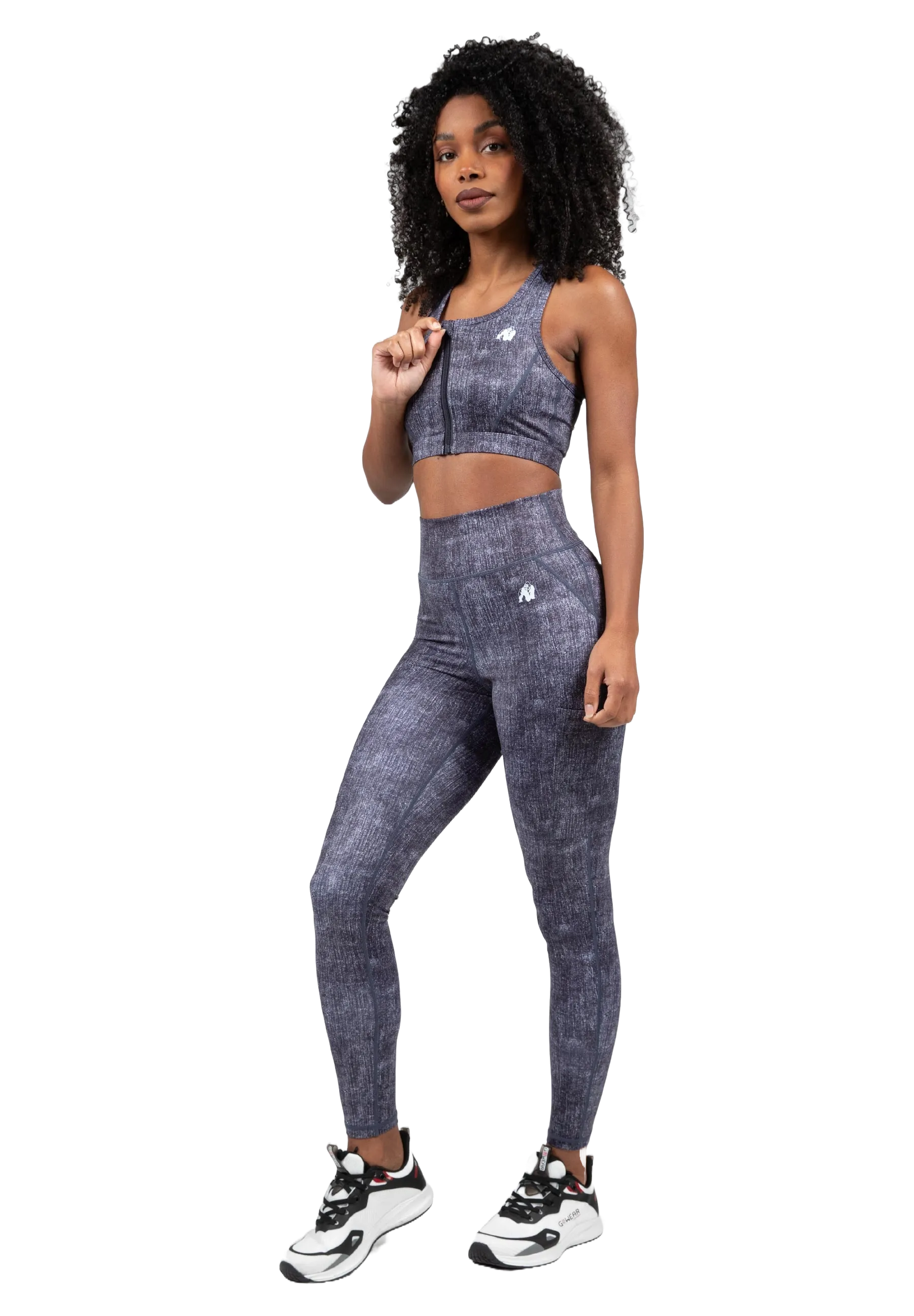 Gorilla Wear Camilla Zip-Front Sports Bra/Sport-BH, blue denim