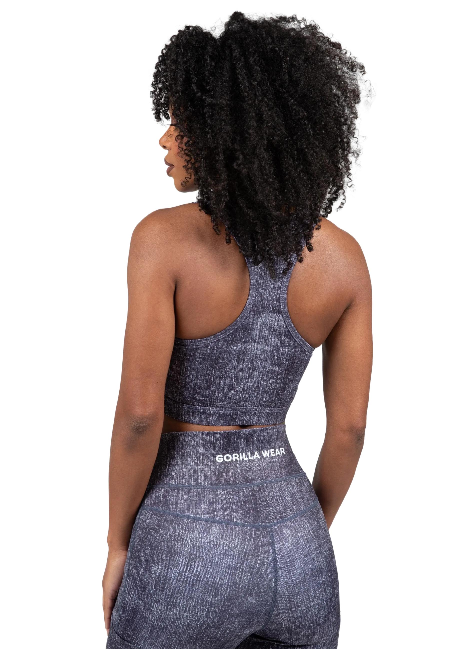 Gorilla Wear Camilla Zip-Front Sports Bra/Sport-BH, blue denim