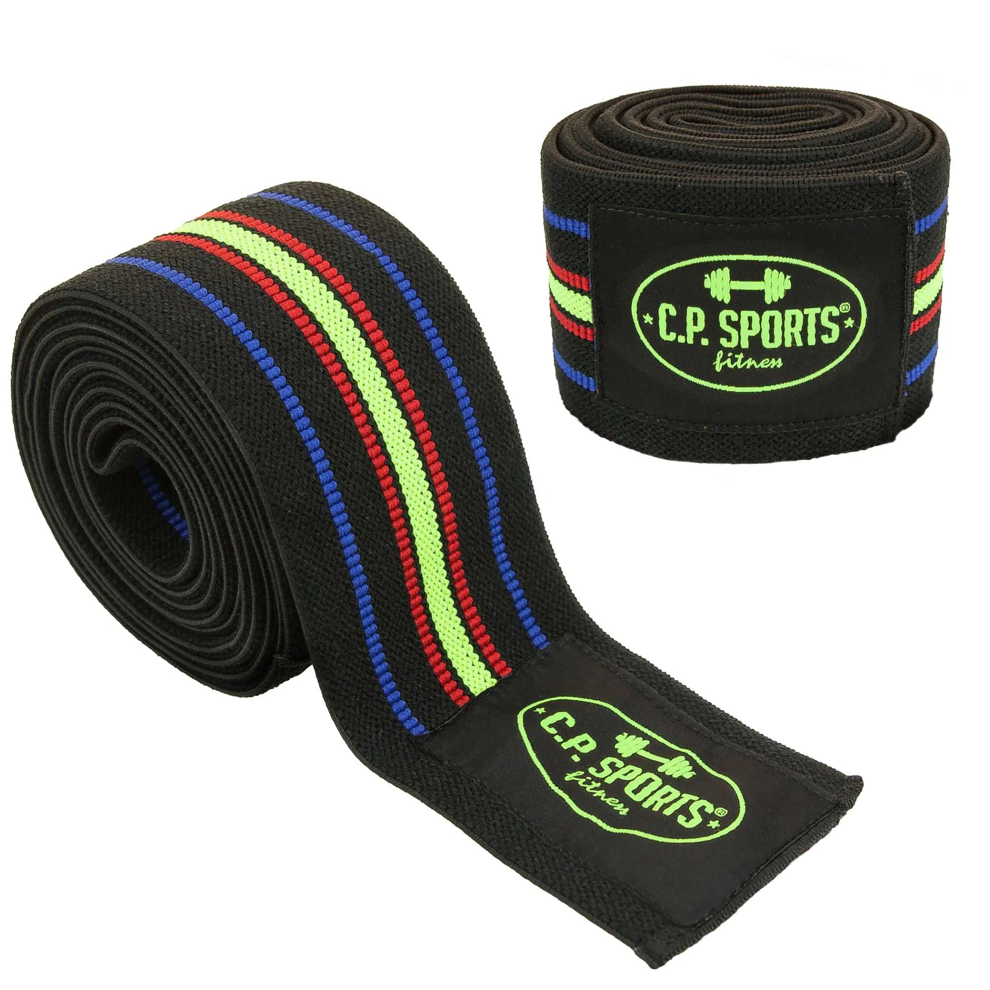 C.P. Sports Knee Wraps, black/blue-red-yellow, 2,5 m