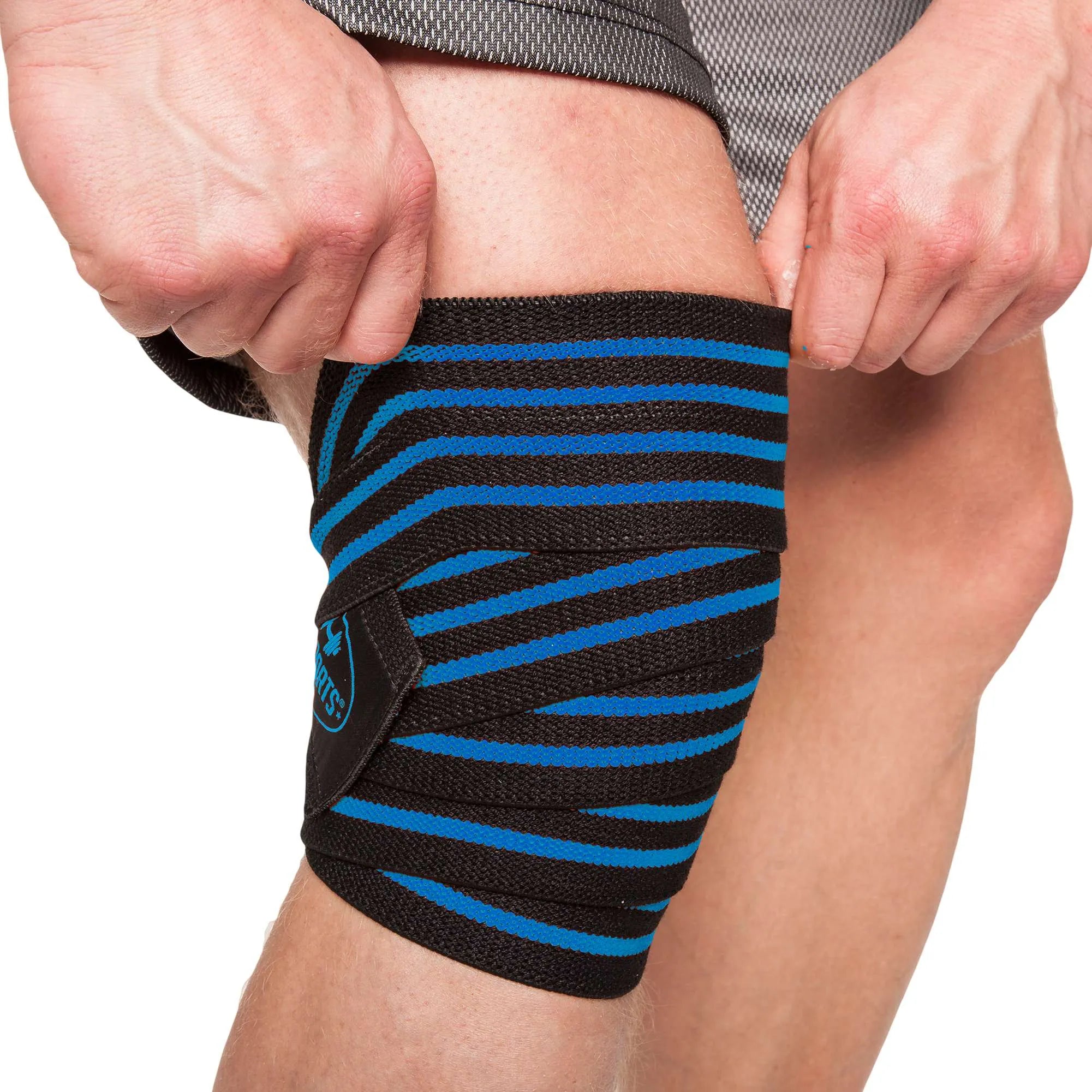 C.P. Sports Knee Wraps, black/blue, 2 m