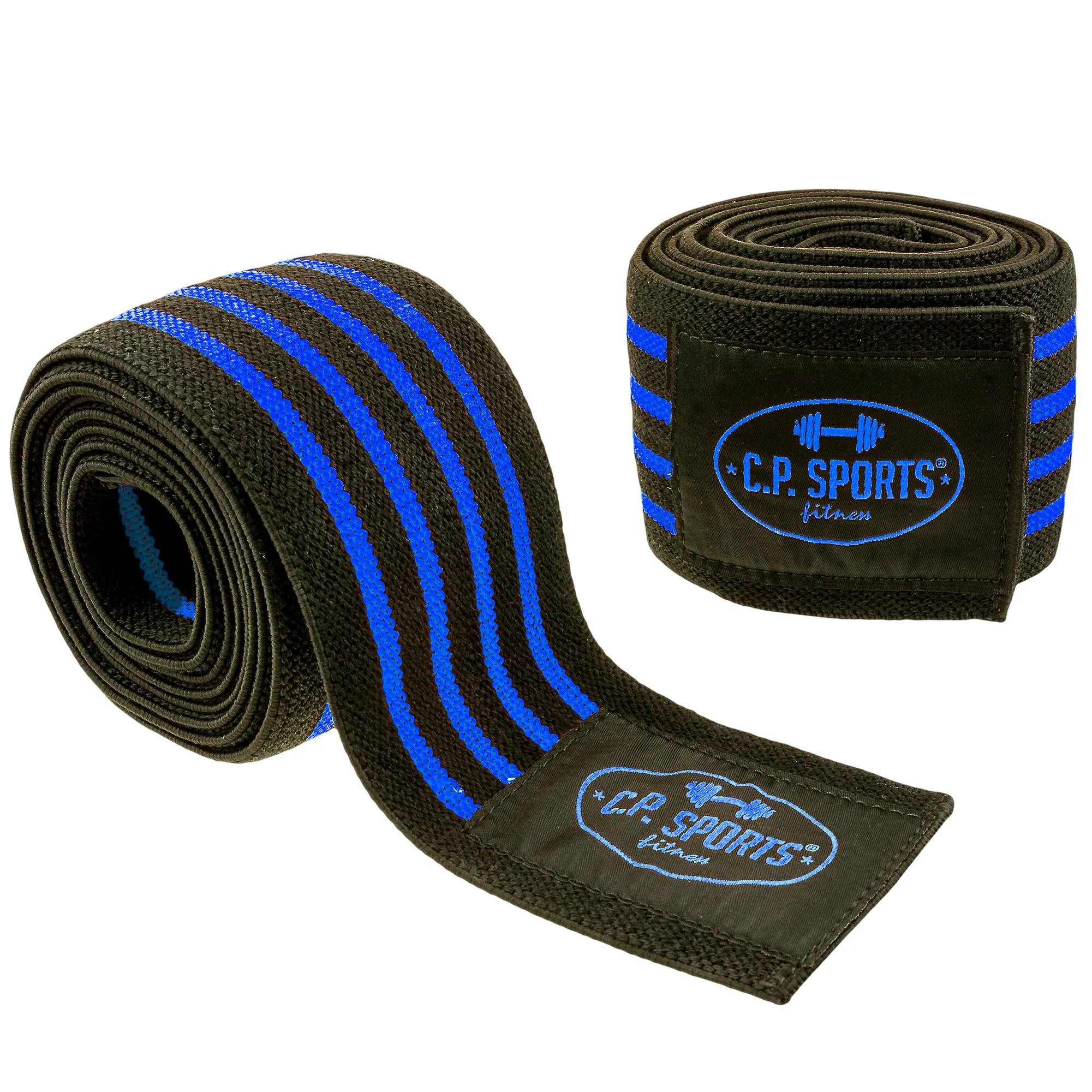 C.P. Sports Knee Wraps, black/blue, 2 m