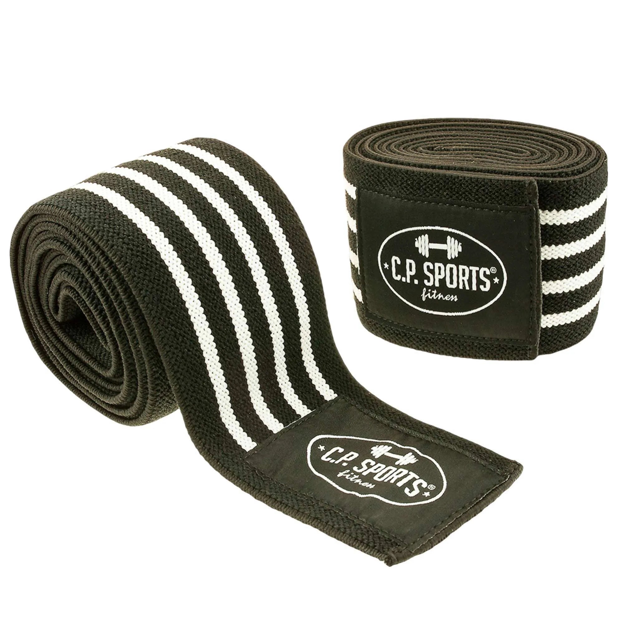 C.P. Sports Knee Wraps, black/white, 2 m