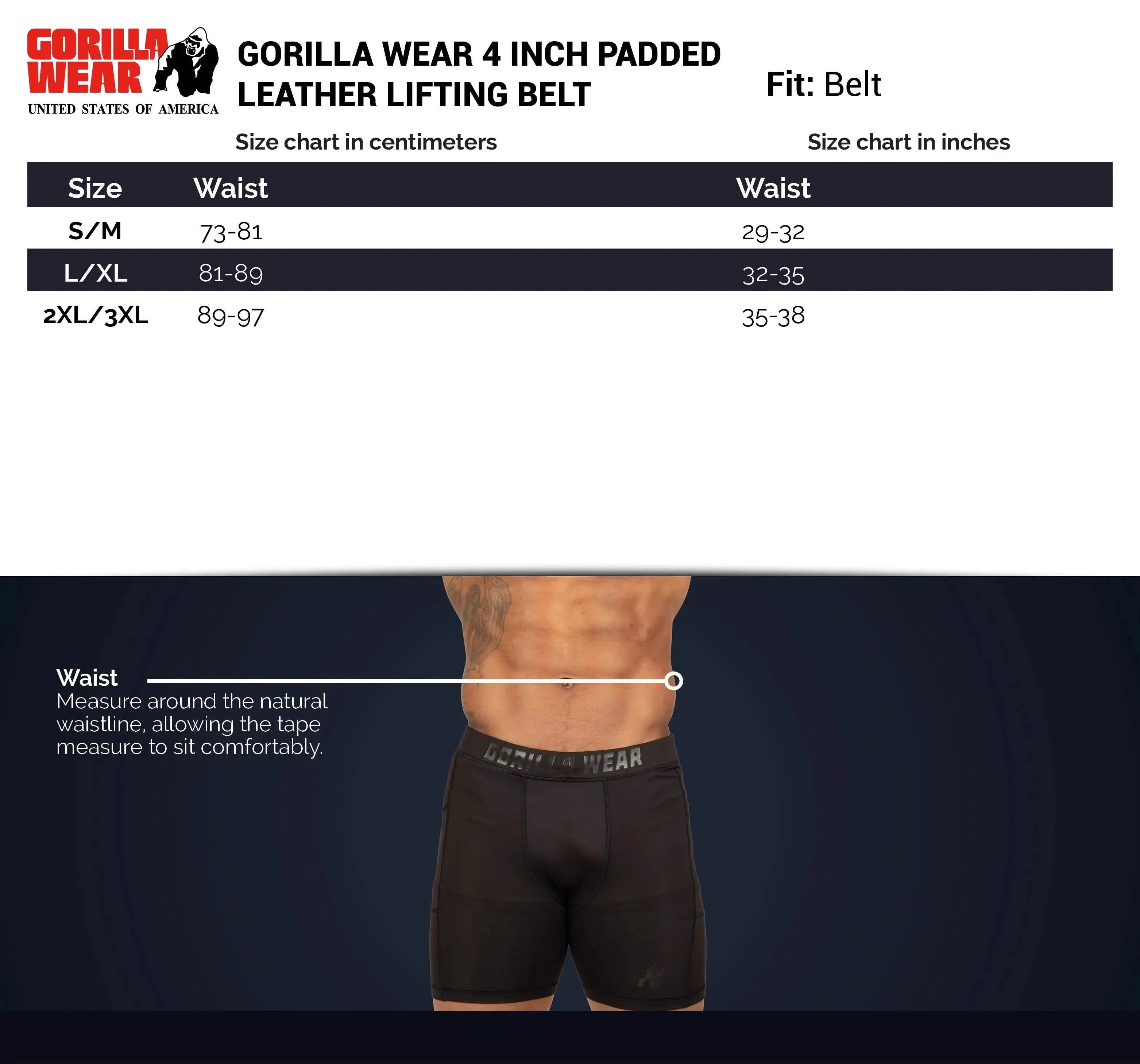 Gorilla Wear 10 cm polstret læderbælte, armygrøn
