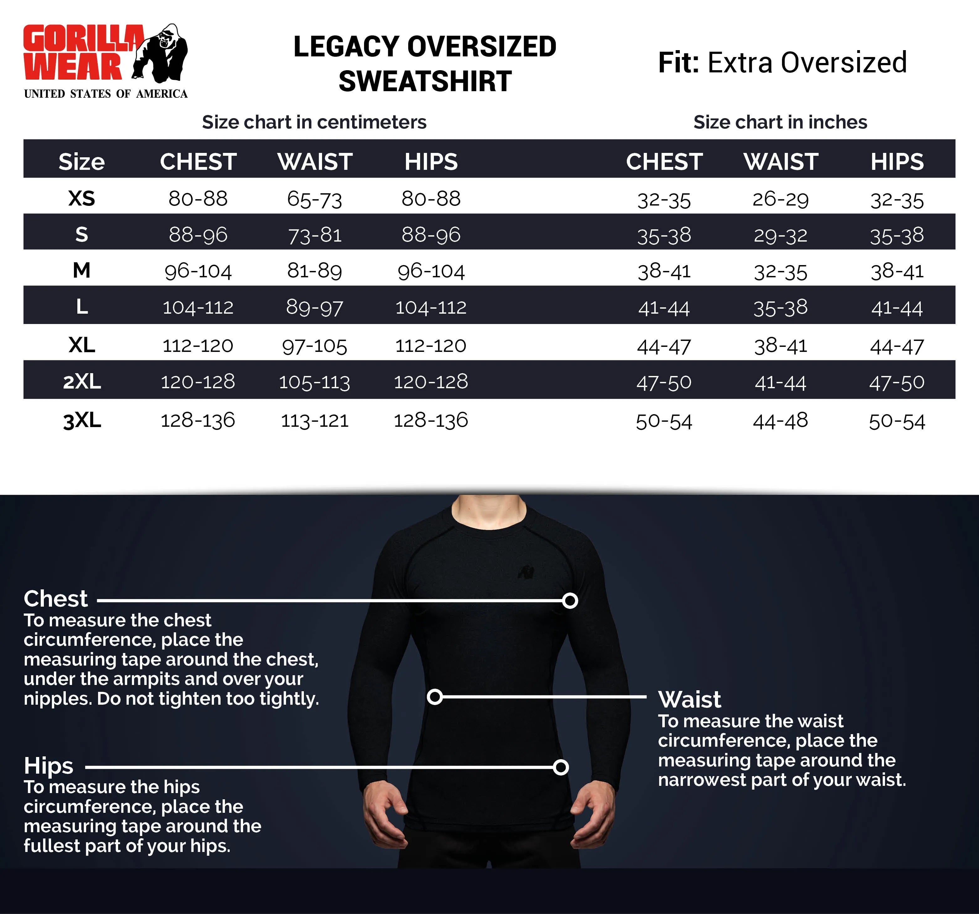 Gorilla Wear Legacy Oversized Sweatshirt/Træningstrøje, sort
