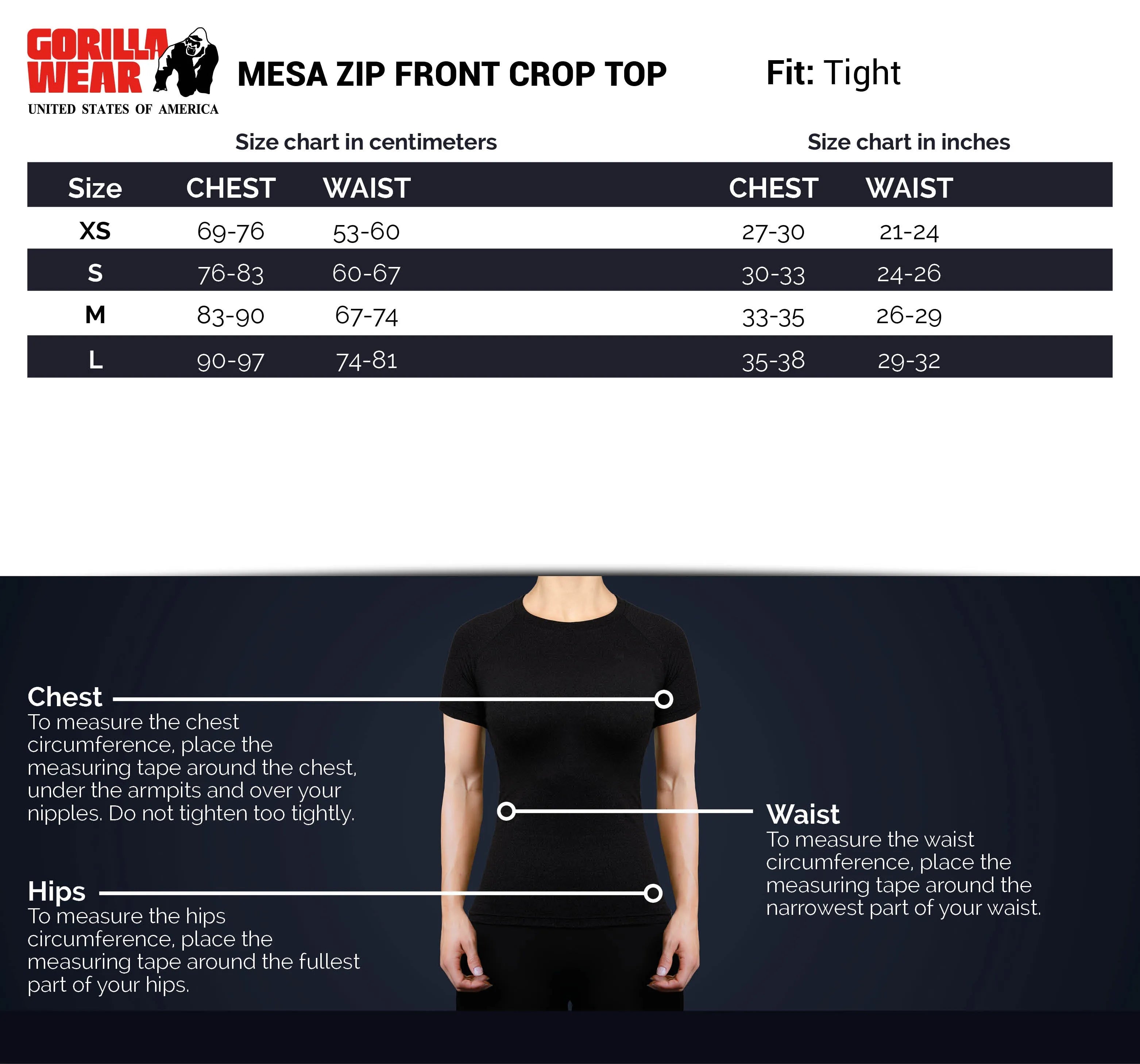 Gorilla Wear Mesa Zip Front Crop Top/träningstopp, blue