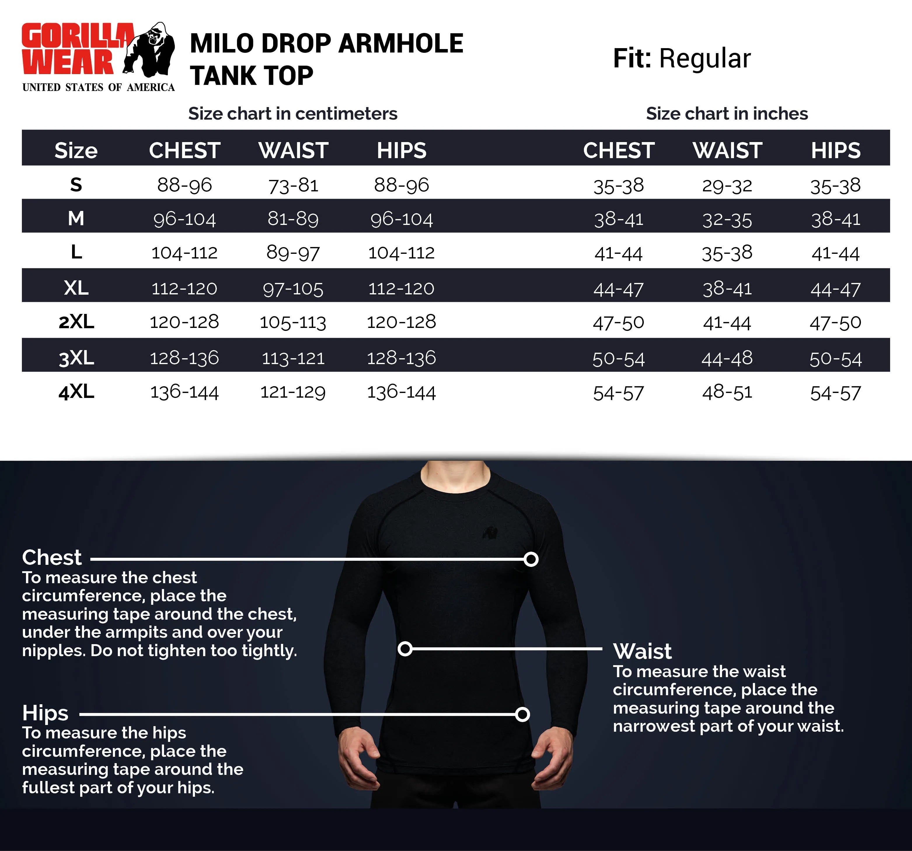 Gorilla Wear - Milo Drop Armhole Tanktop/Linje, sort