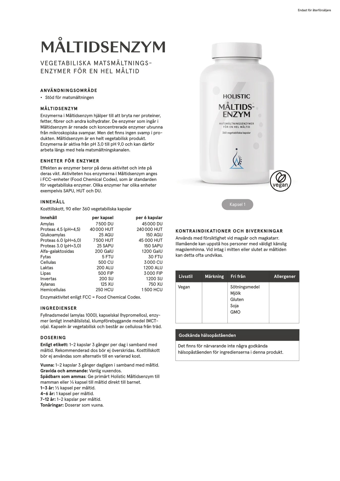 Holistisk måltidsenzym, 90 kapsler
