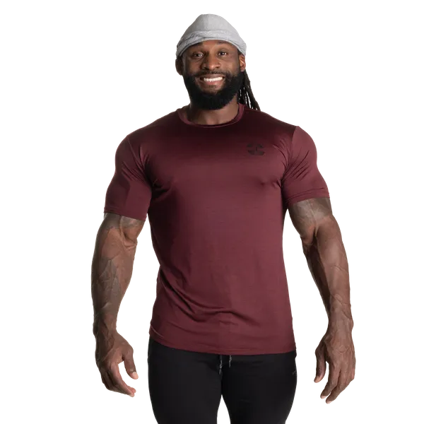 Better Bodies Essex stripe T-shirt, Maroon Melange