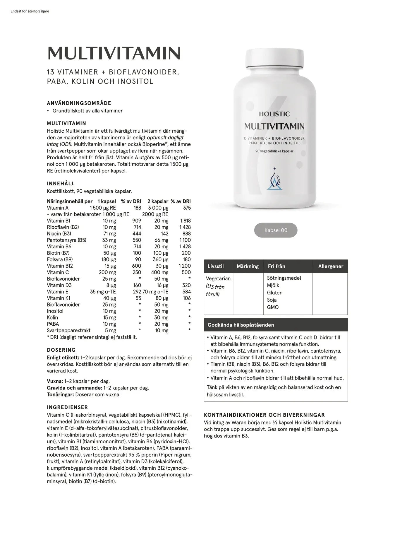 Holistic Multivitamin, 90 kapslar
