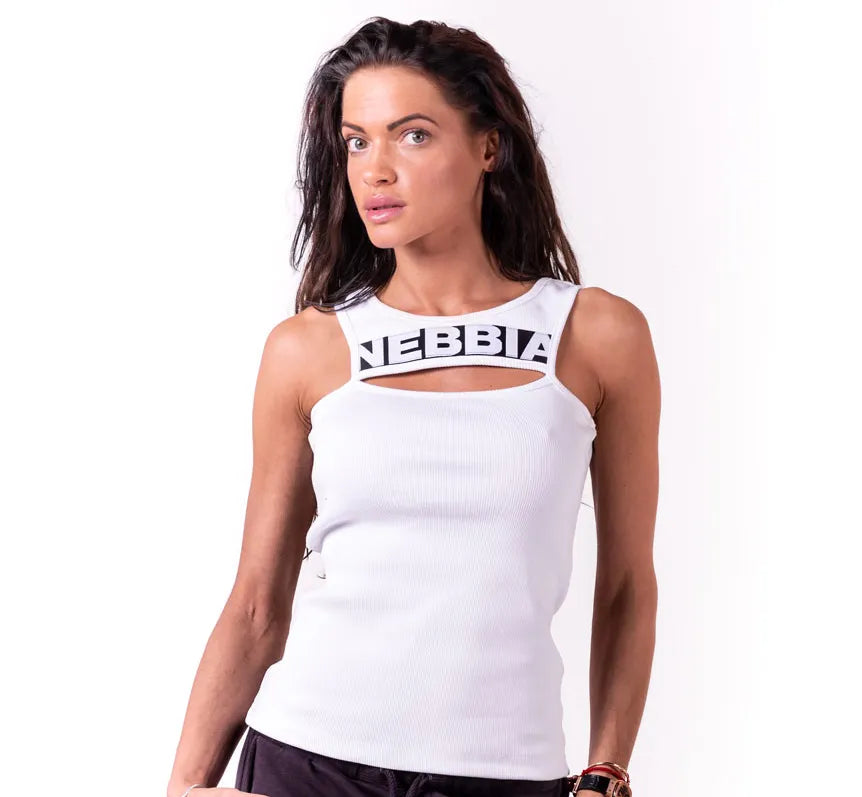 NEBBIA Rib Cut Out Top/linne, white