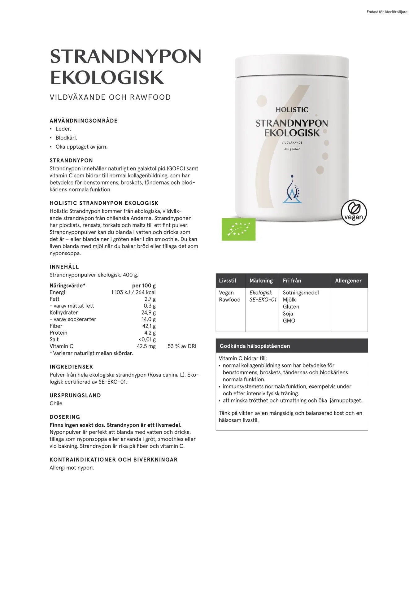 Holistisk Havtorn Økologisk, 400 g