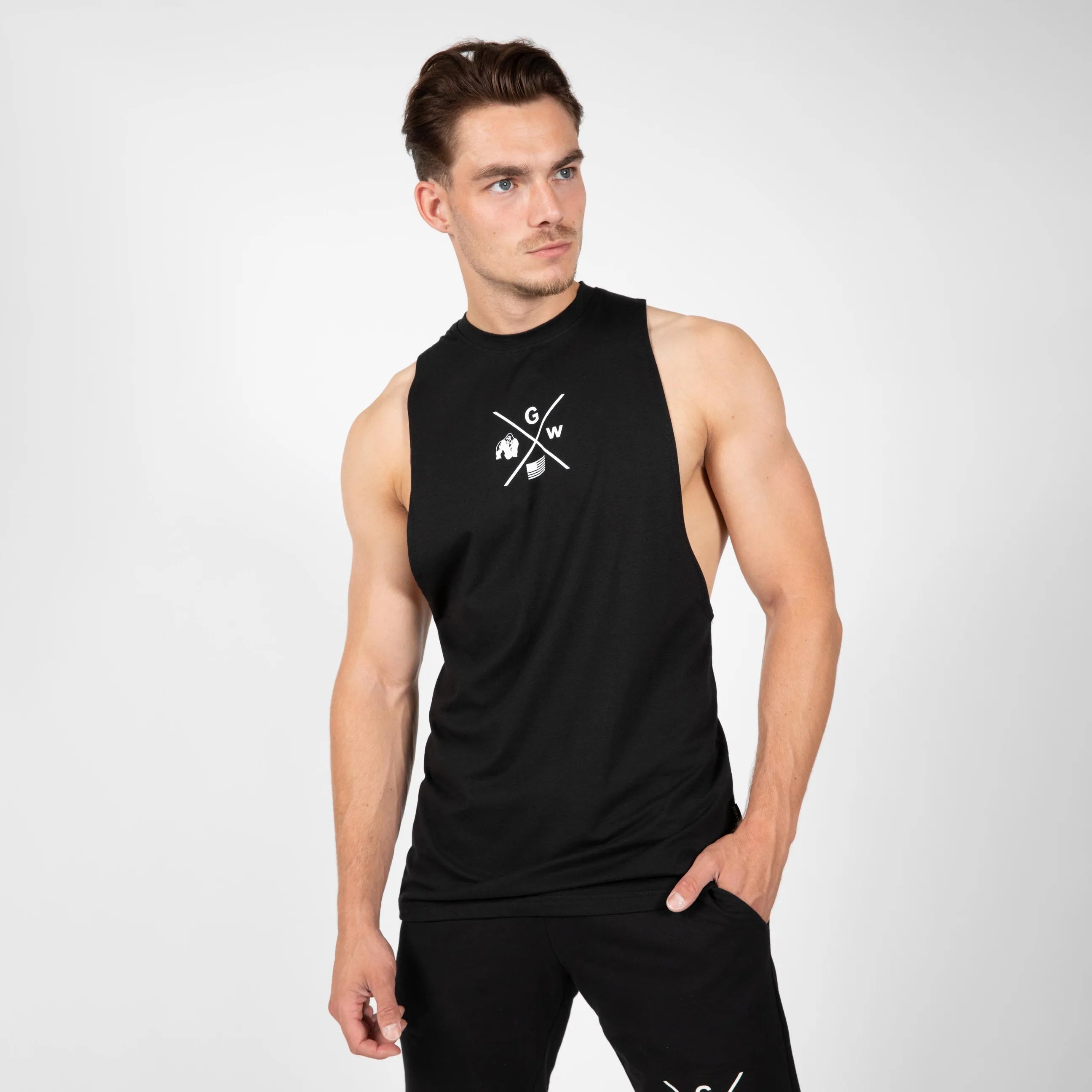 Gorilla Wear Cisco Drop Armhole Tanktop/Lin, sort/hvid