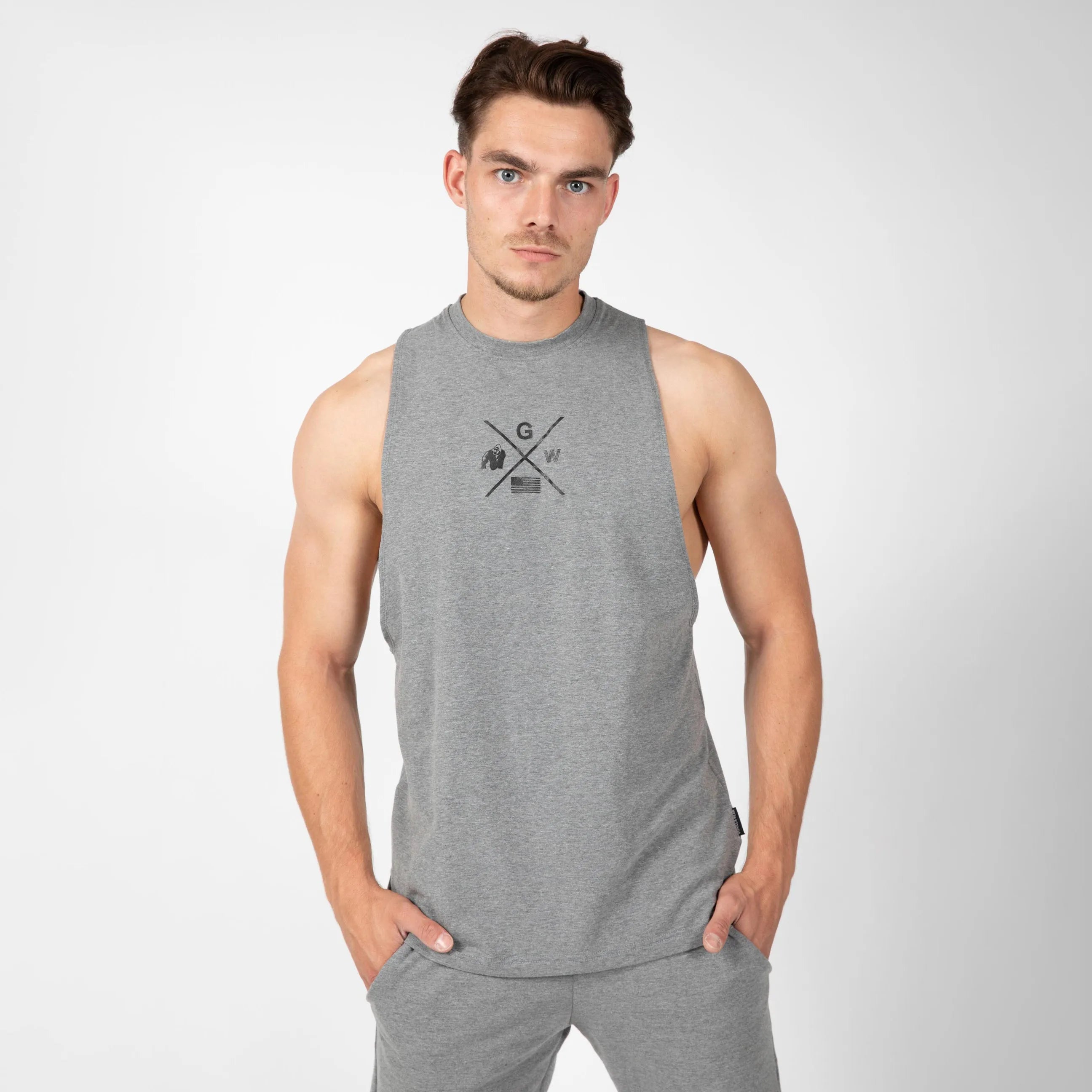 Gorilla Wear Cisco Drop Armhole Tanktop/Lin, grå/sort