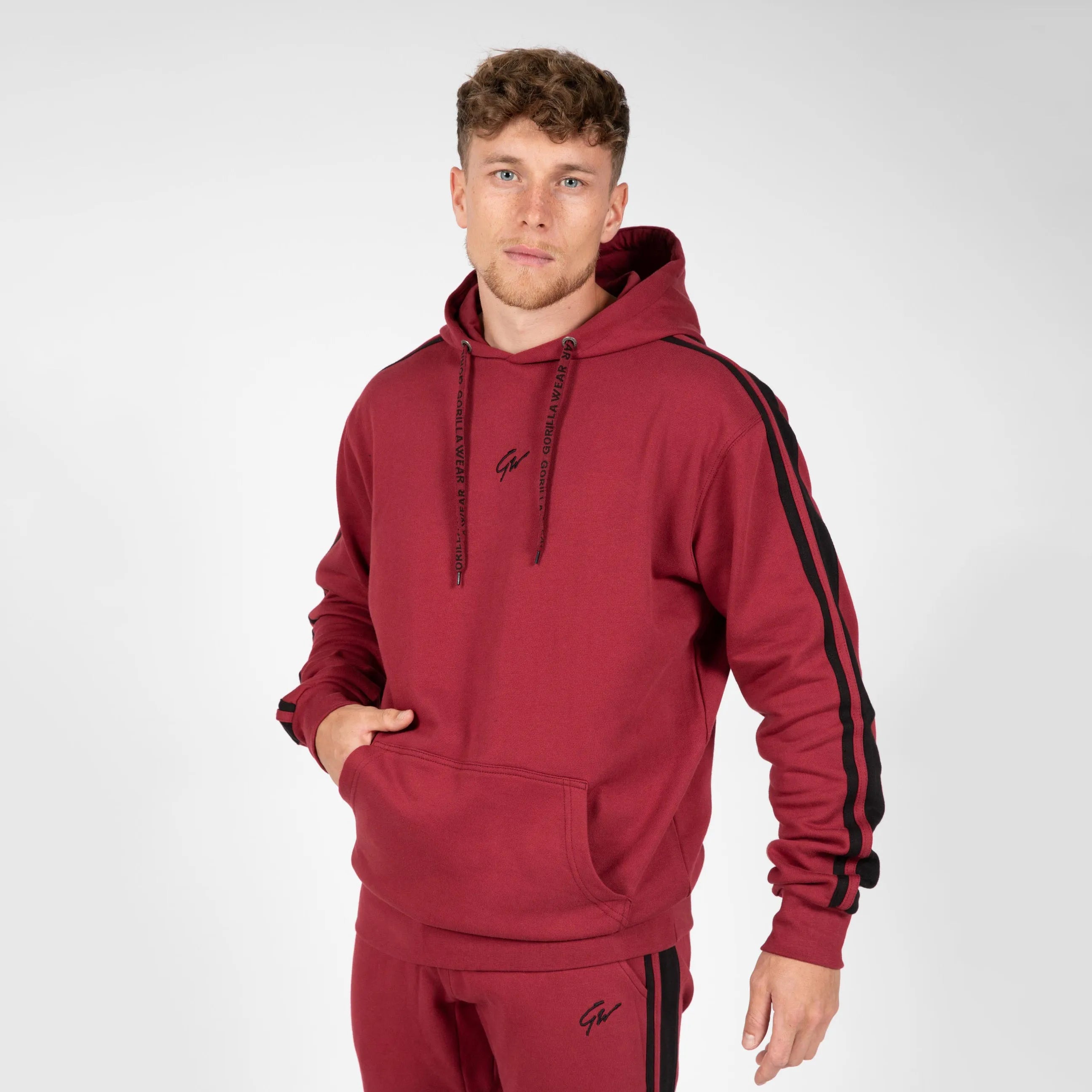 Gorilla Wear Banks Oversized hættetrøje, bordeauxrød/sort