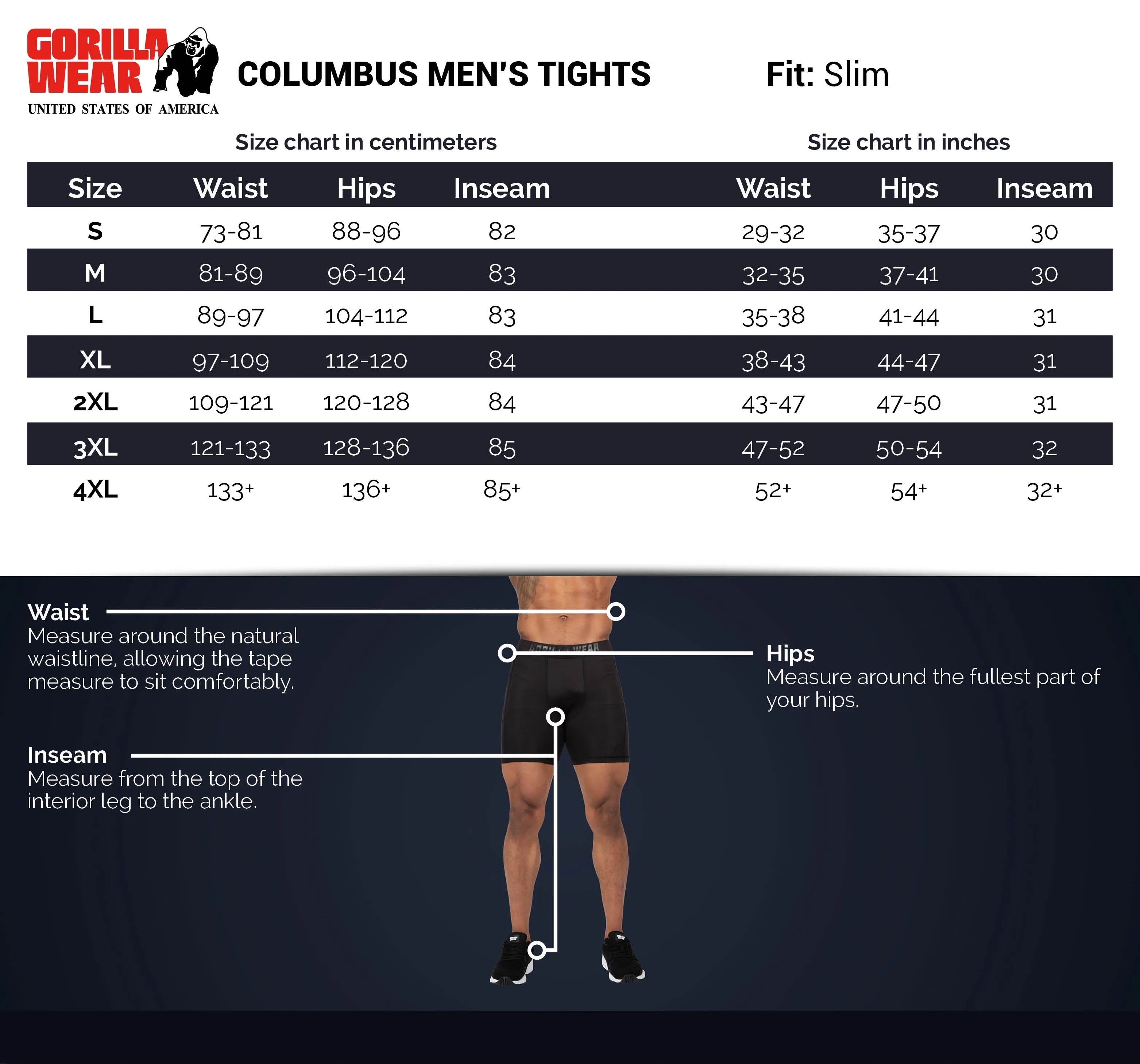 Gorilla Wear Columbus herretights, sort