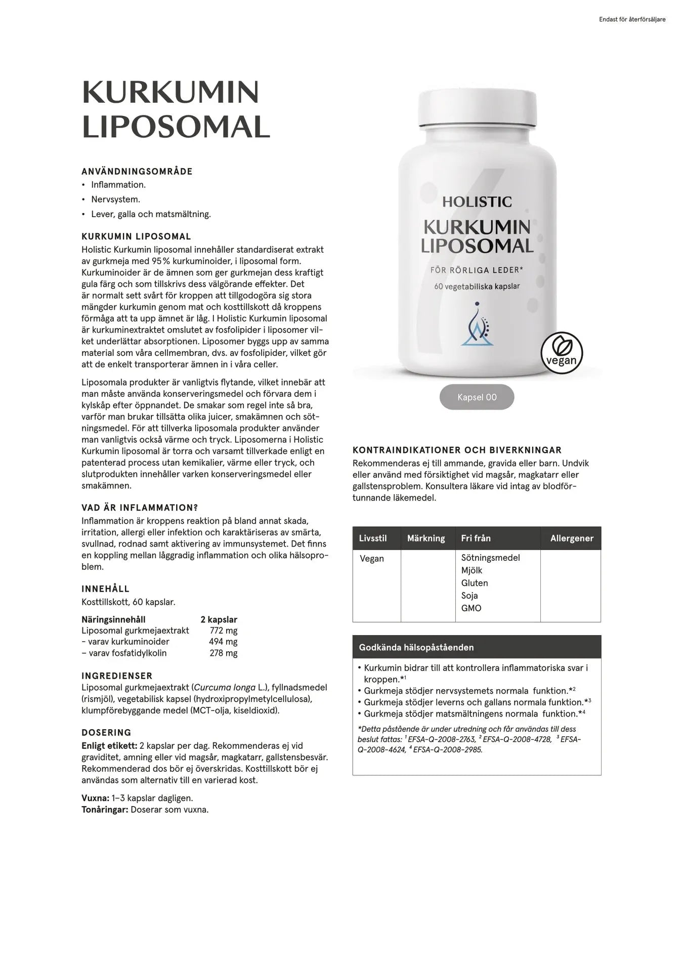 Holistisk Curcumin liposomal, 60 kapsler