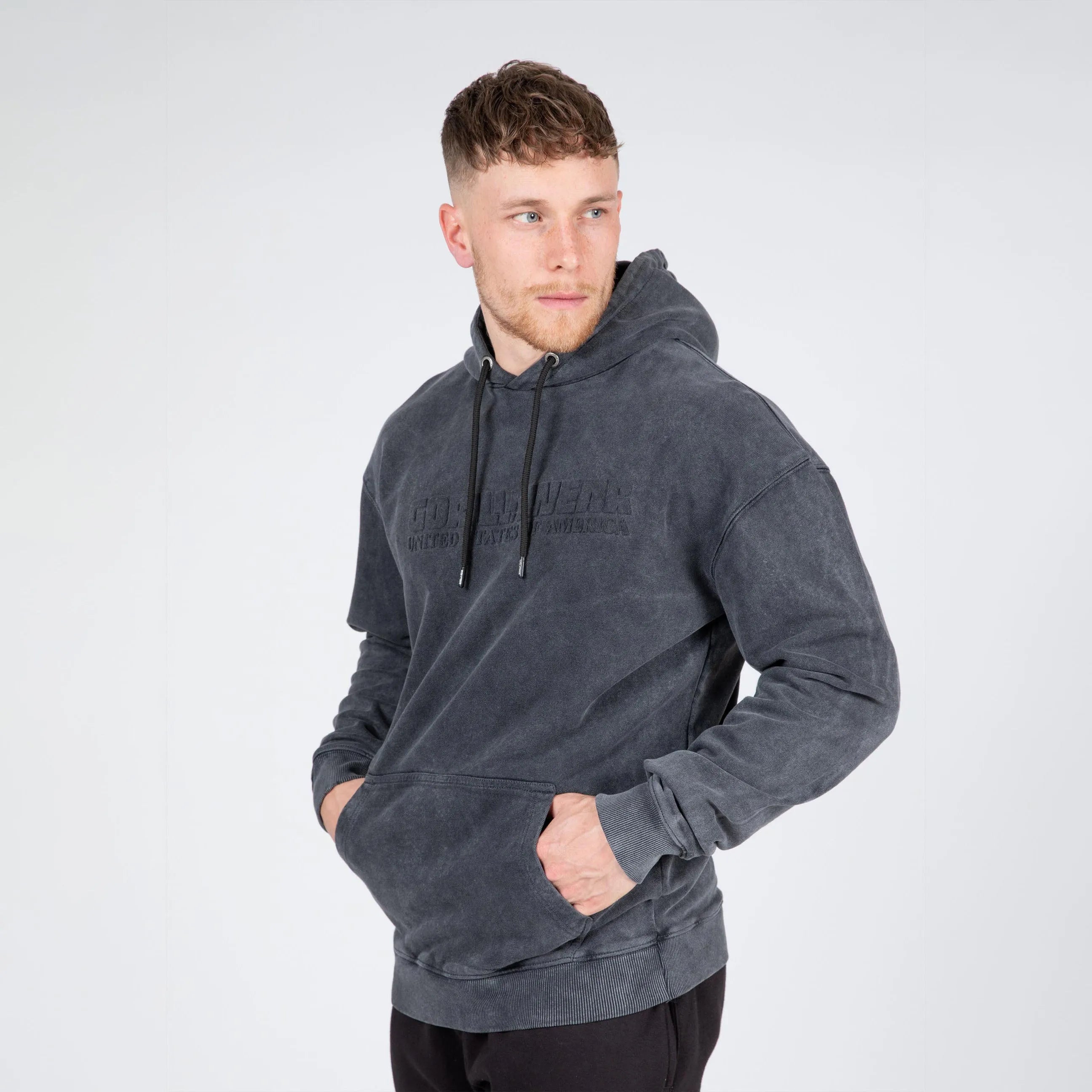 Gorilla Wear Crowley Oversized Herrehættetrøje, vasket grå