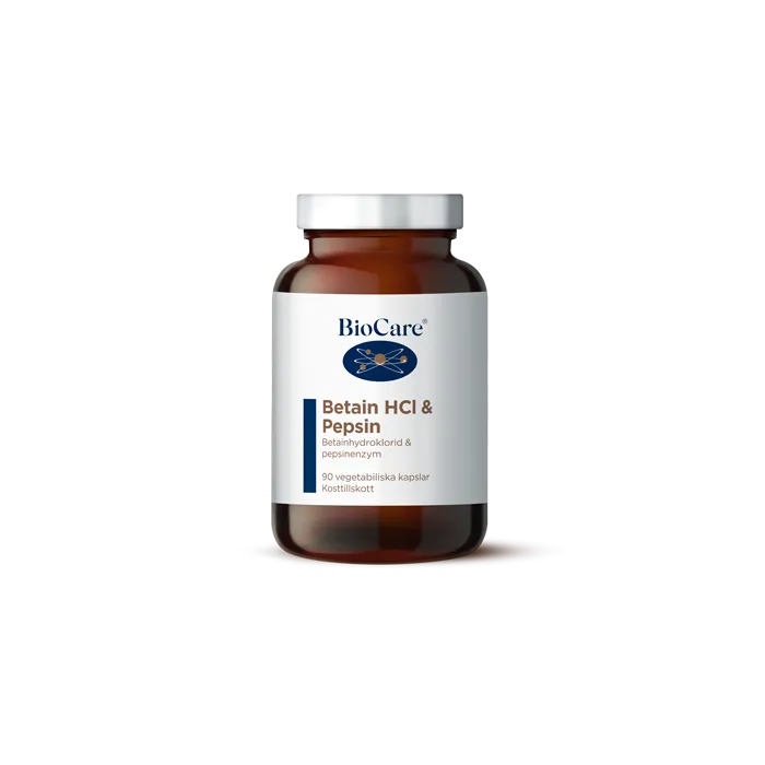 BioCare Betaine HCL &amp; Pepsin 90 kapsler