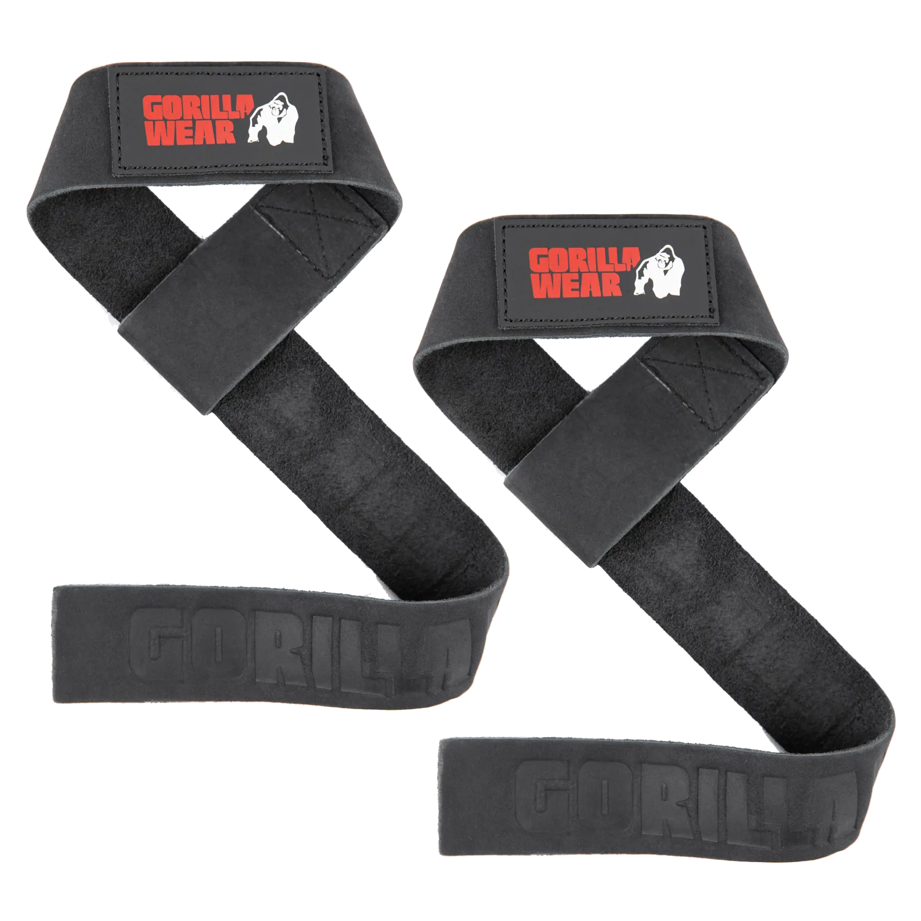 Gorilla Wear Leather Lifting Straps, black
