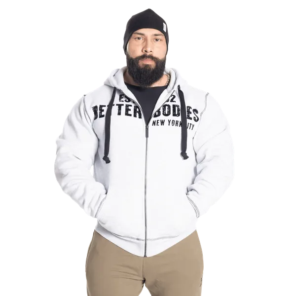 Better Bodies Graphic Zip Hoodie, Light Grey Melange