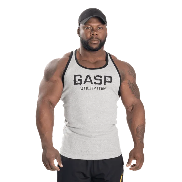 Gasp Ribbed T-back Linne, Grey Melange