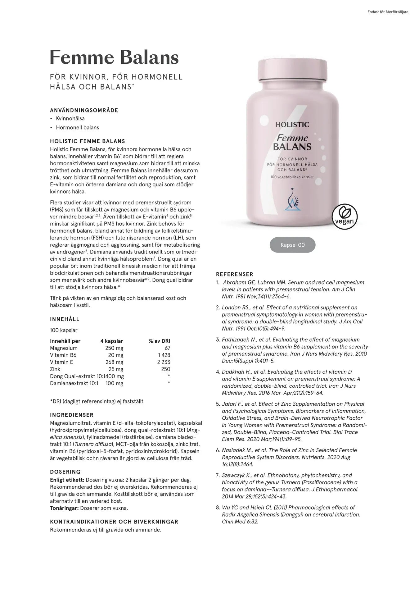 Holistisk Femme Balance, 100 kapsler