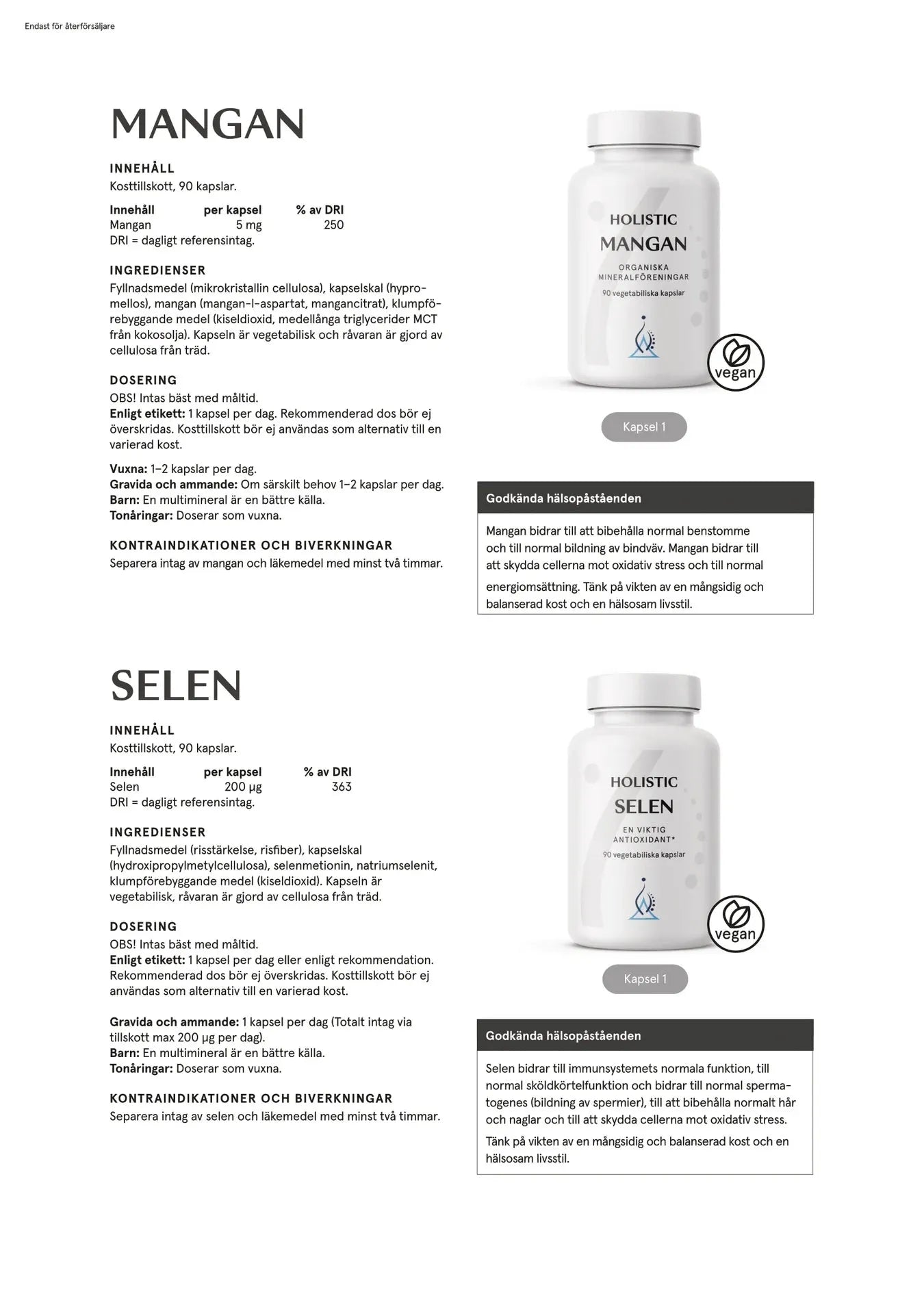 Holistisk mangan 5 mg, 90 kapsler